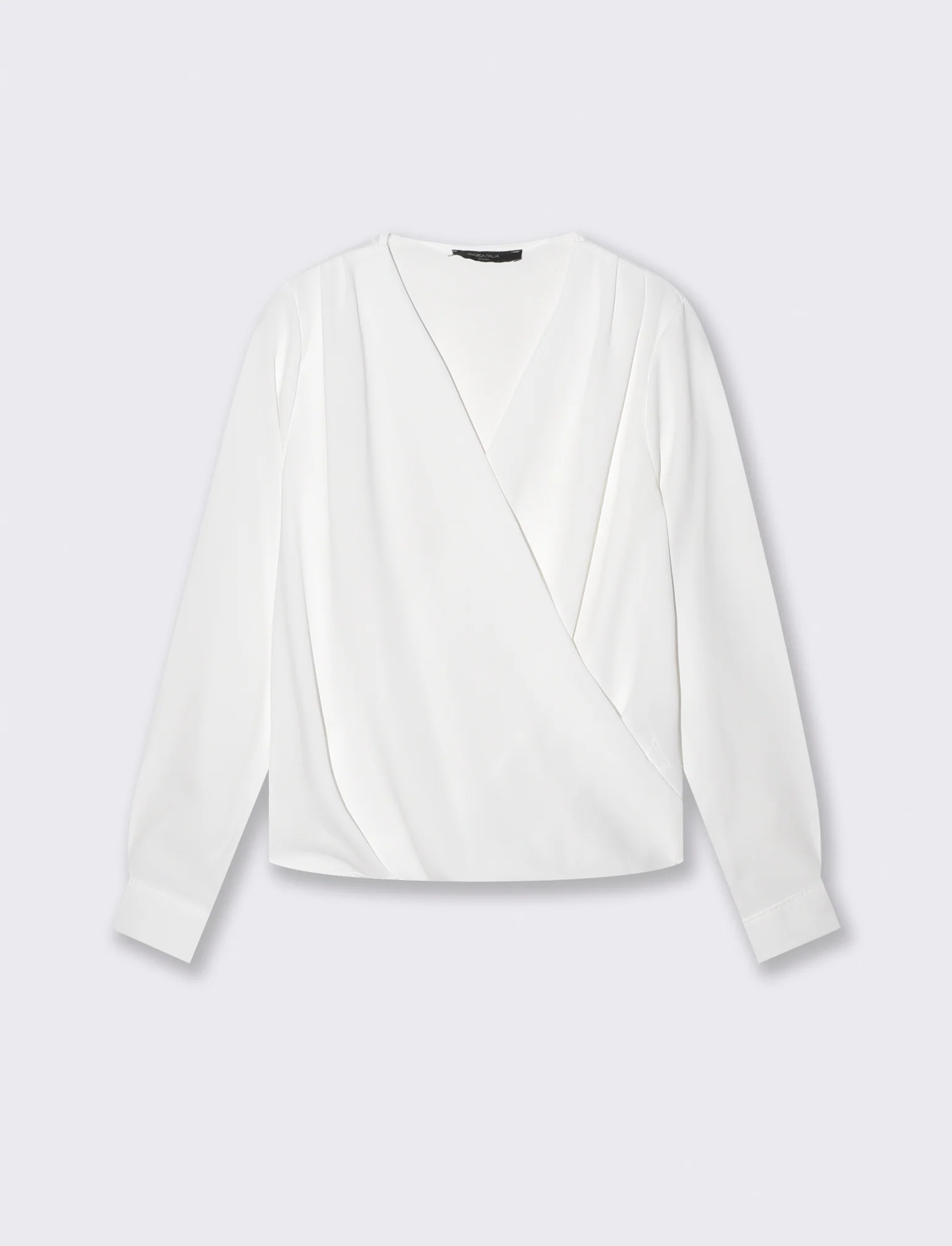 Casacca incrociata in tessuto leggero - Bianco panna