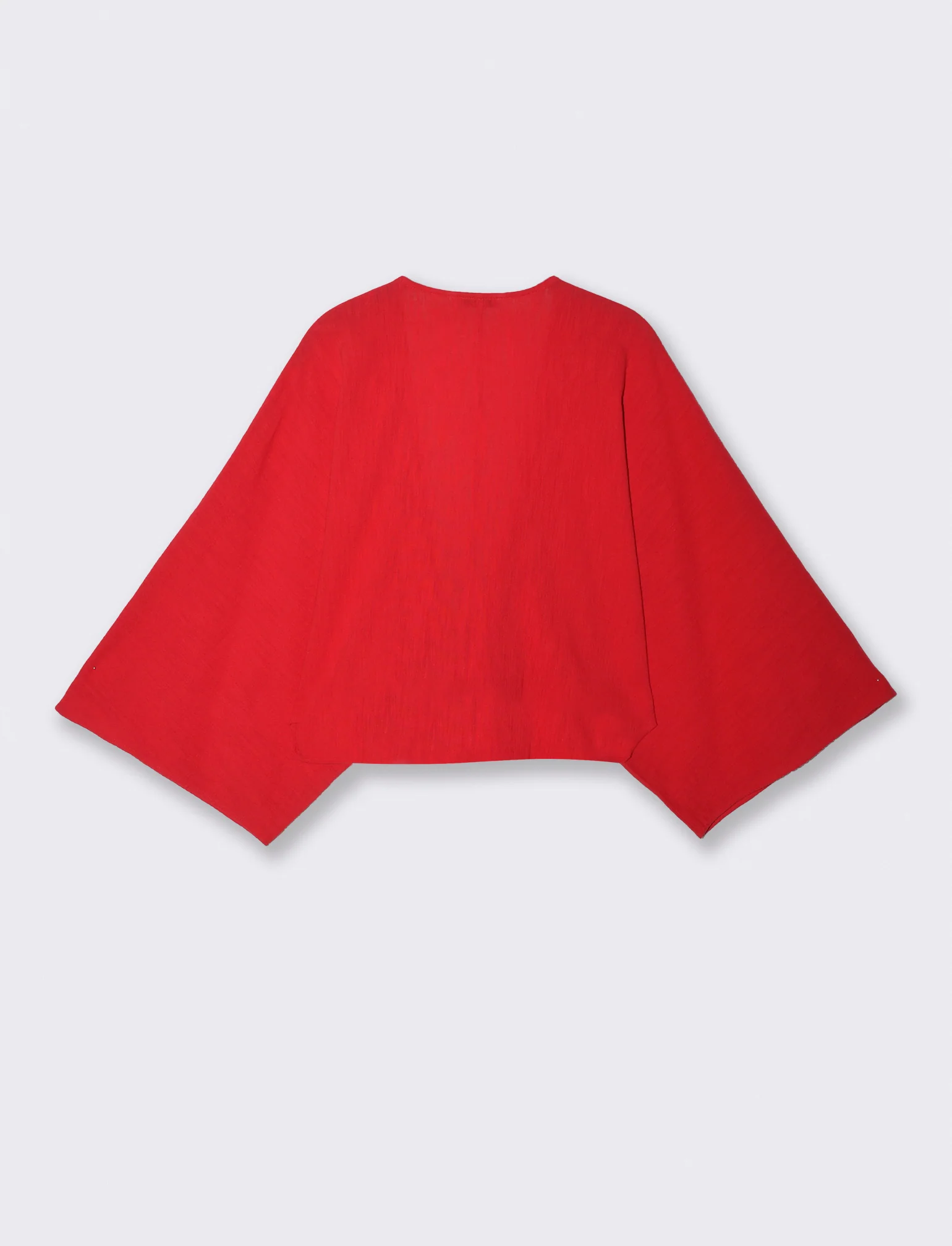 Casacca Kimono in Cotone con Nodo - Rosso - Image 2