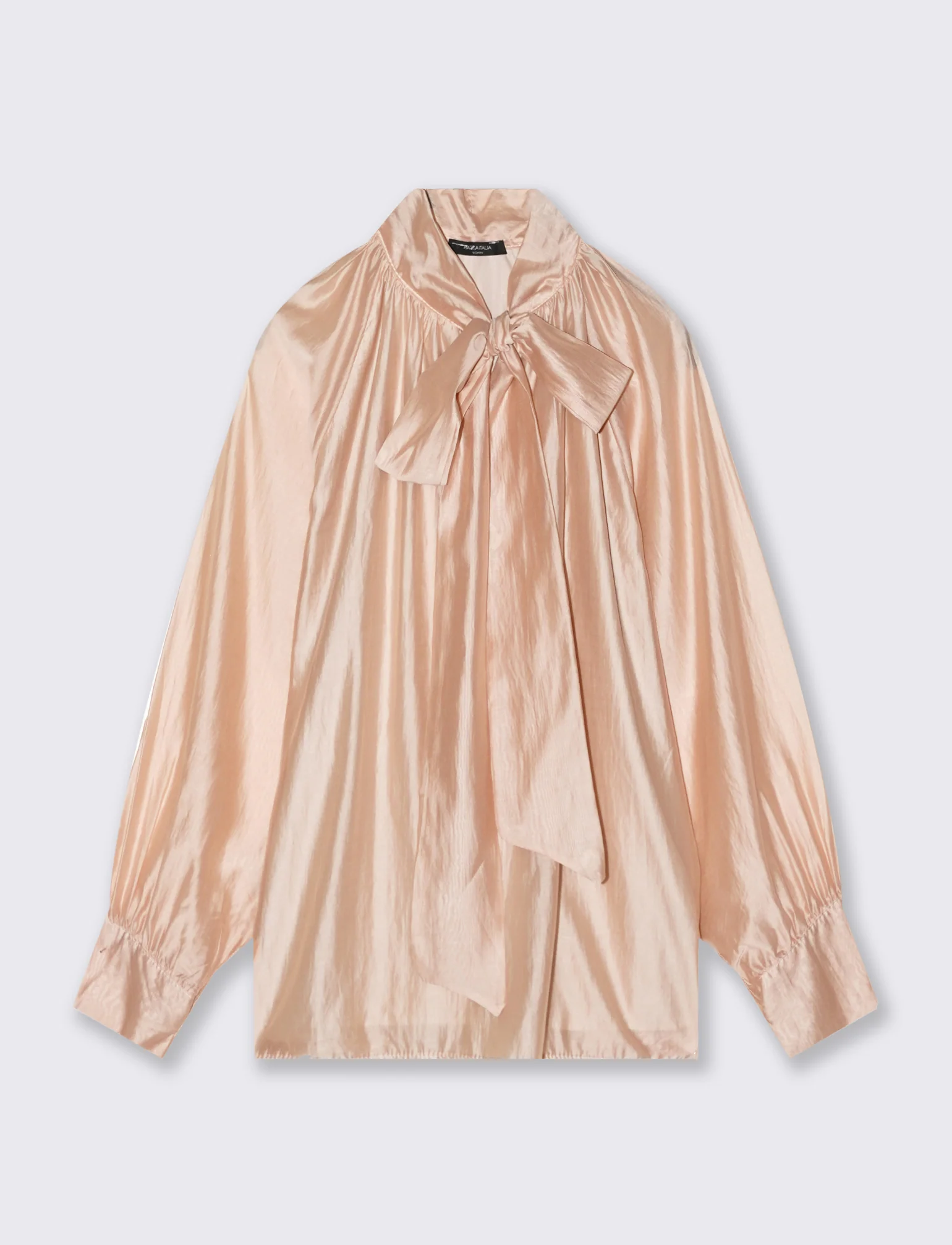 Casacca leggera con fiocco al collo - Beige champagne