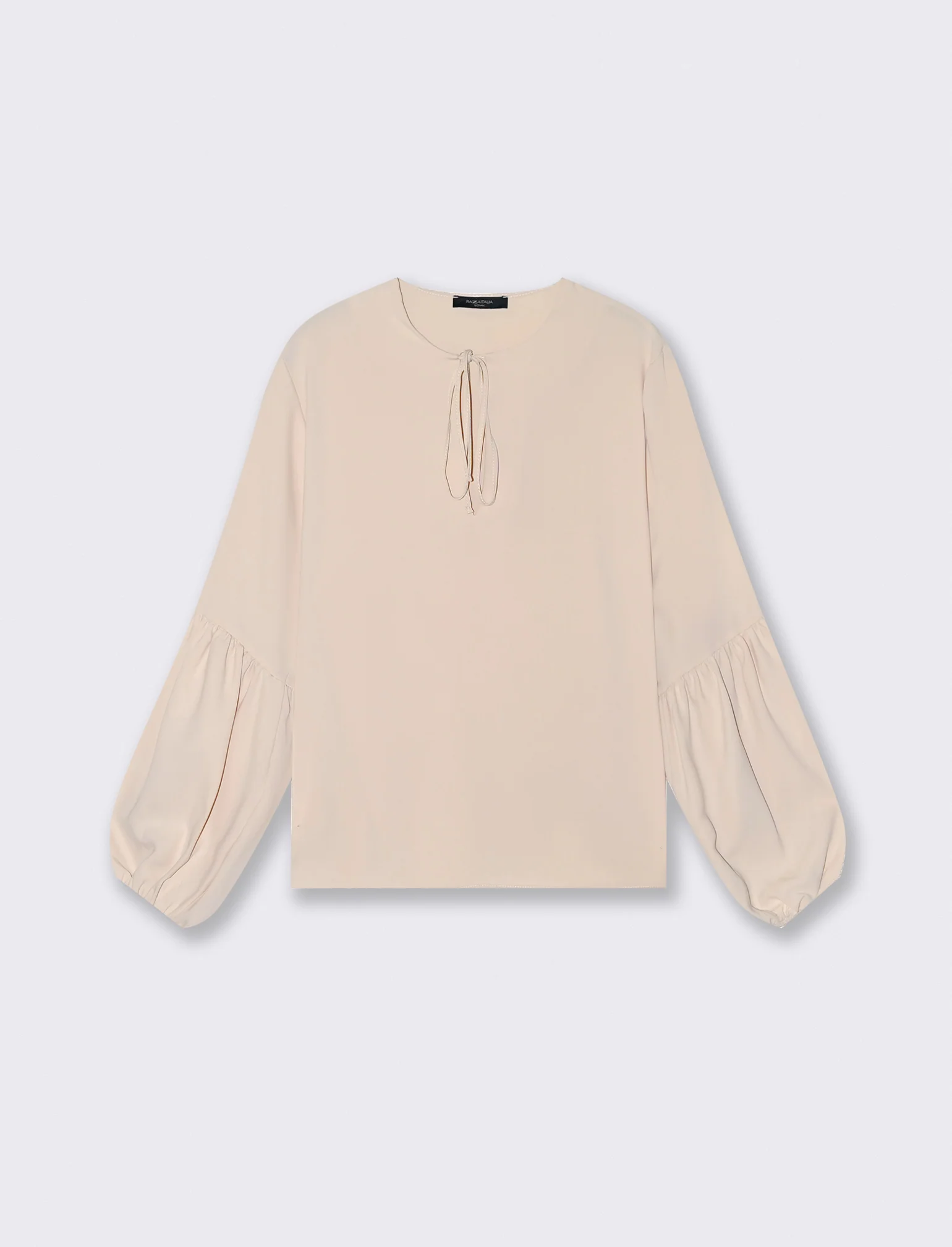 Casacca manica lunga con laccio scollo - Beige