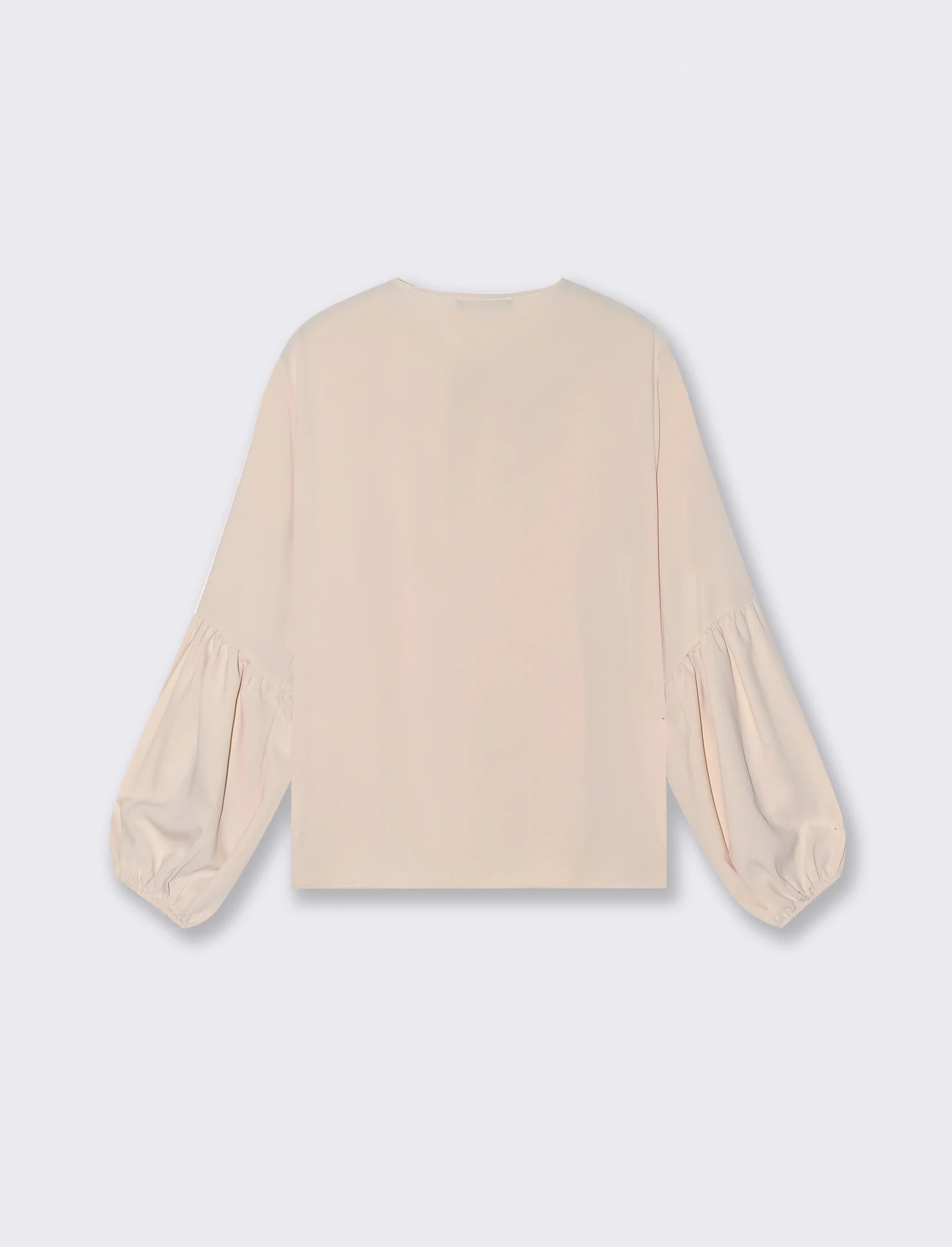 Casacca manica lunga con laccio scollo - Beige - Image 2