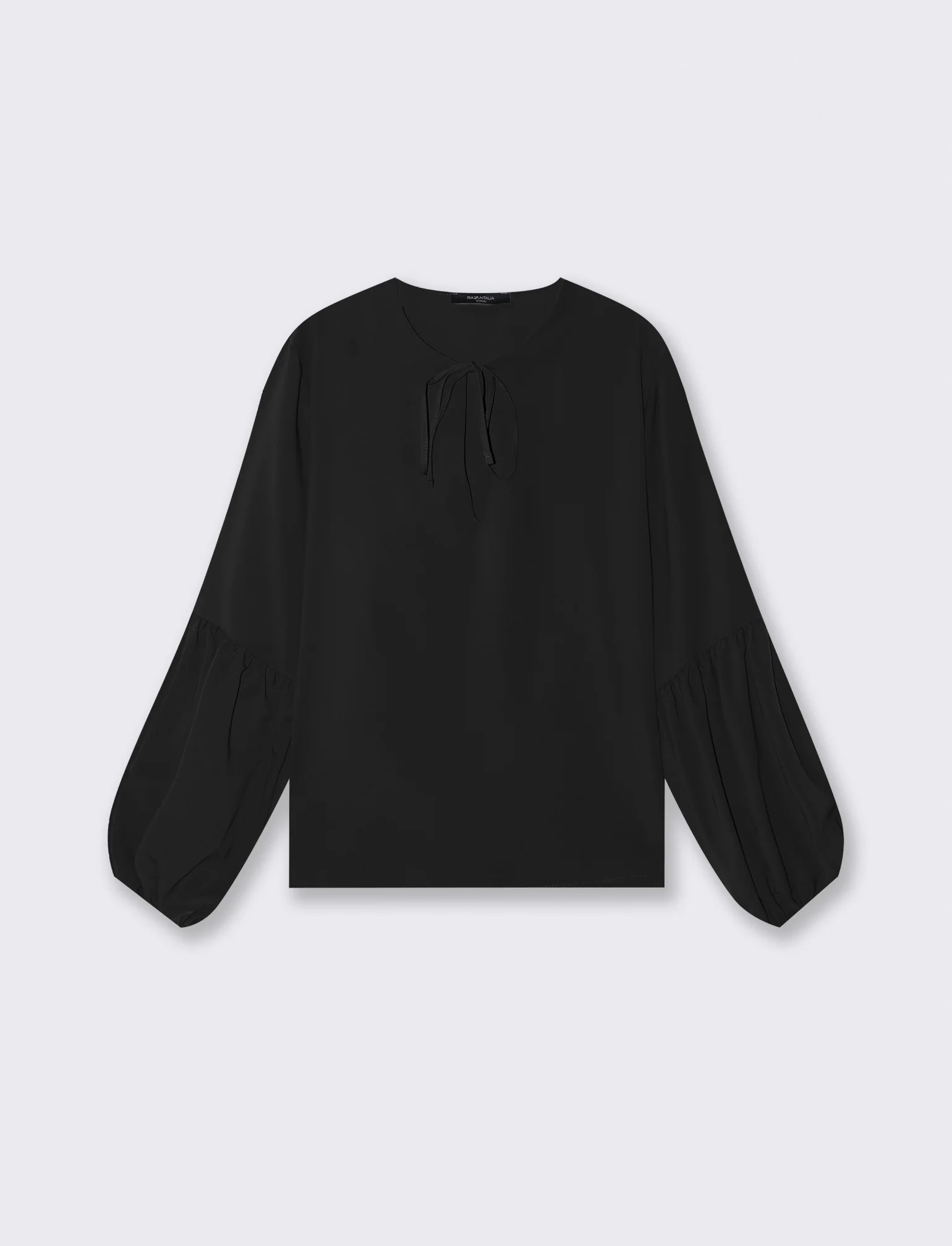 Casacca manica lunga con laccio scollo - Nero