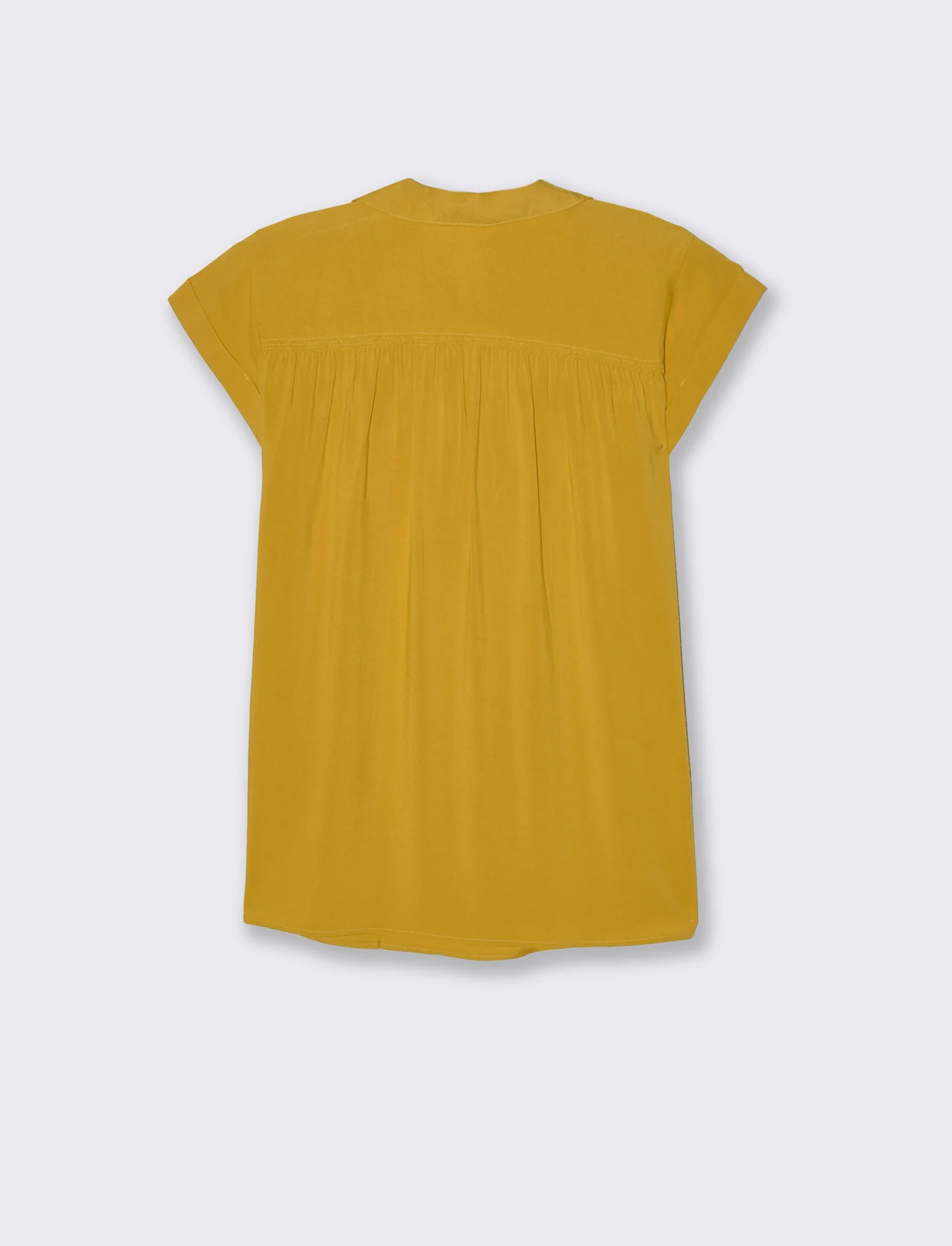 Casacca mezzamanica con scollo a V da donna - Senape - Image 2
