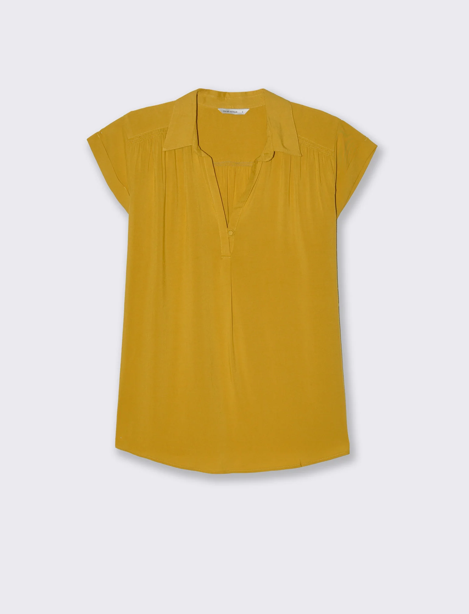 Casacca mezzamanica con scollo a V da donna - Senape - Image 4