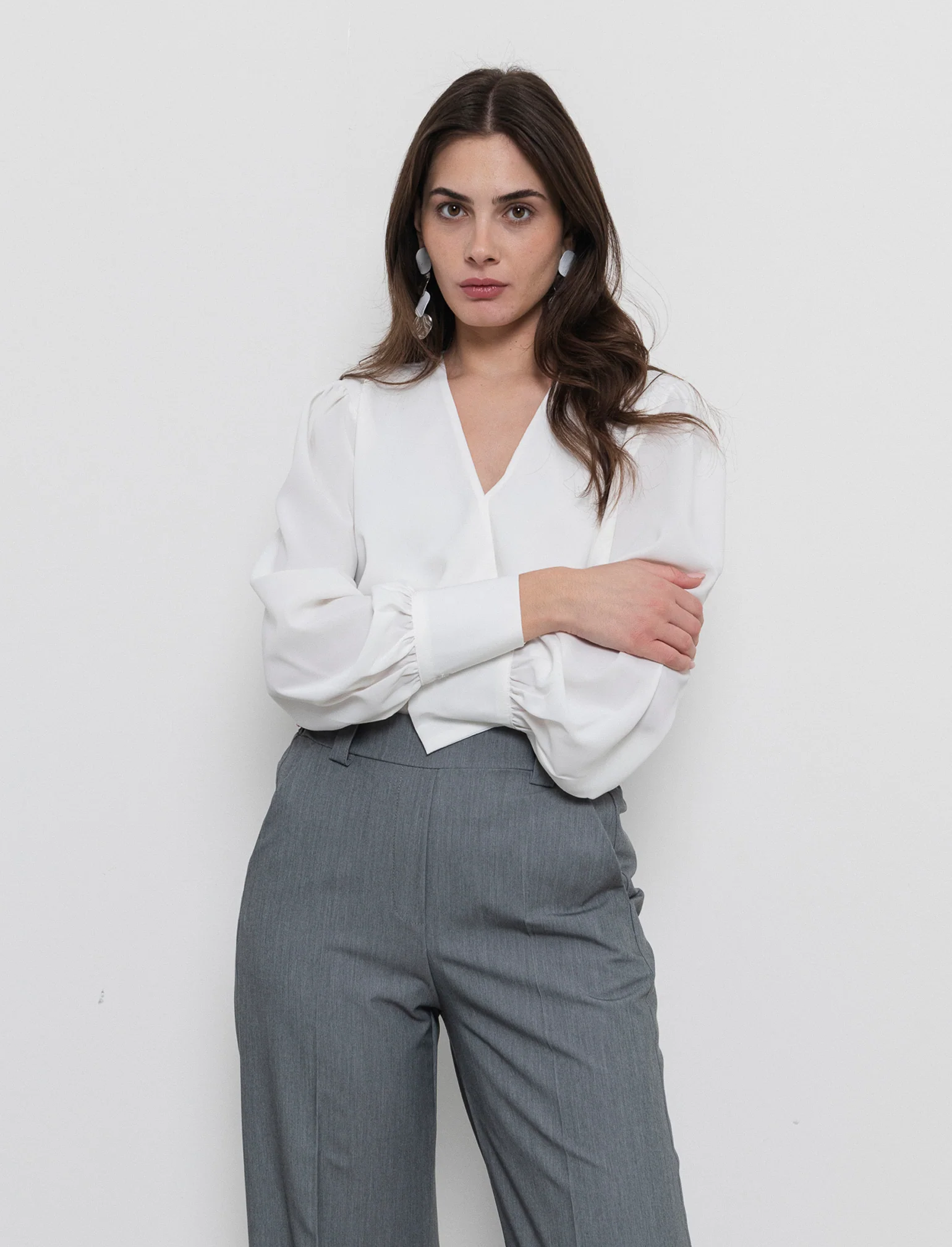 Casacca morbida ad incrocio da donna - Bianco - Image 3
