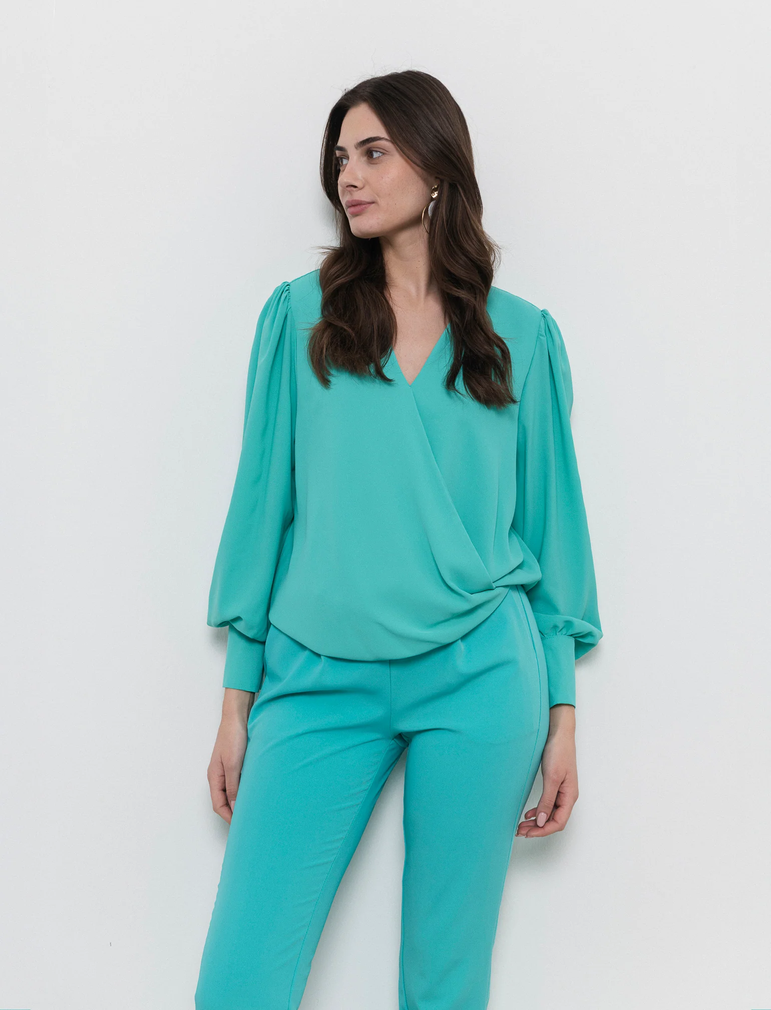 Casacca morbida ad incrocio da donna - Verde - Image 3