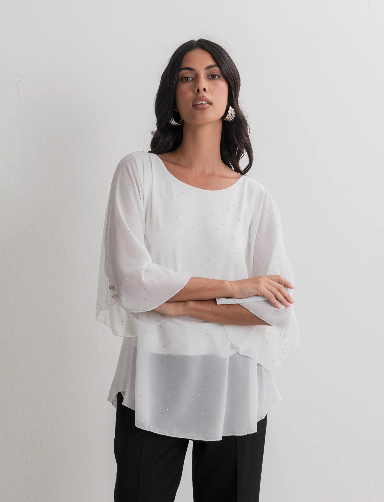 CASACCA OVER CON APPLICAZIONI STRASS - Bianco panna - Image 4