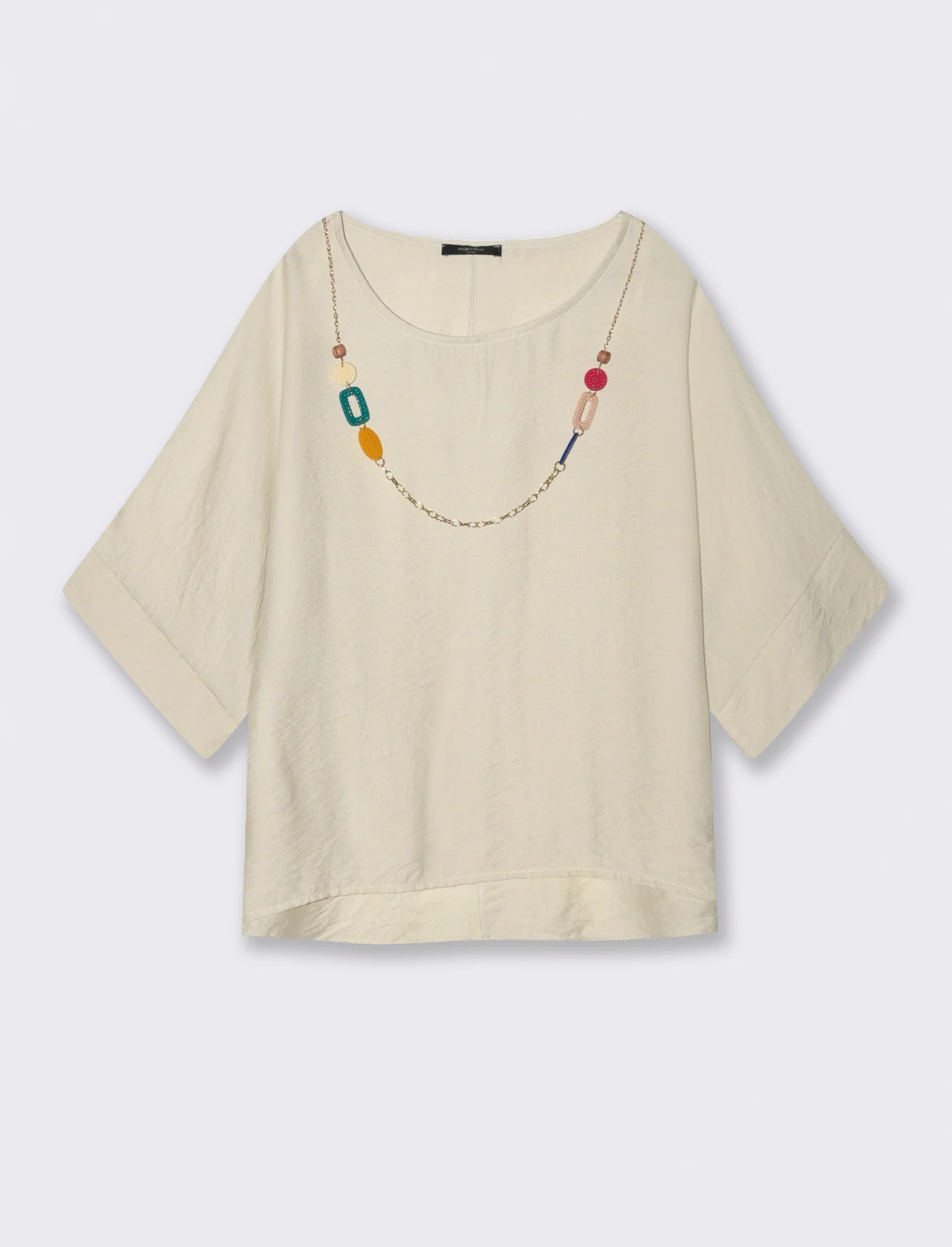Casacca over con collana - Beige - Image 3
