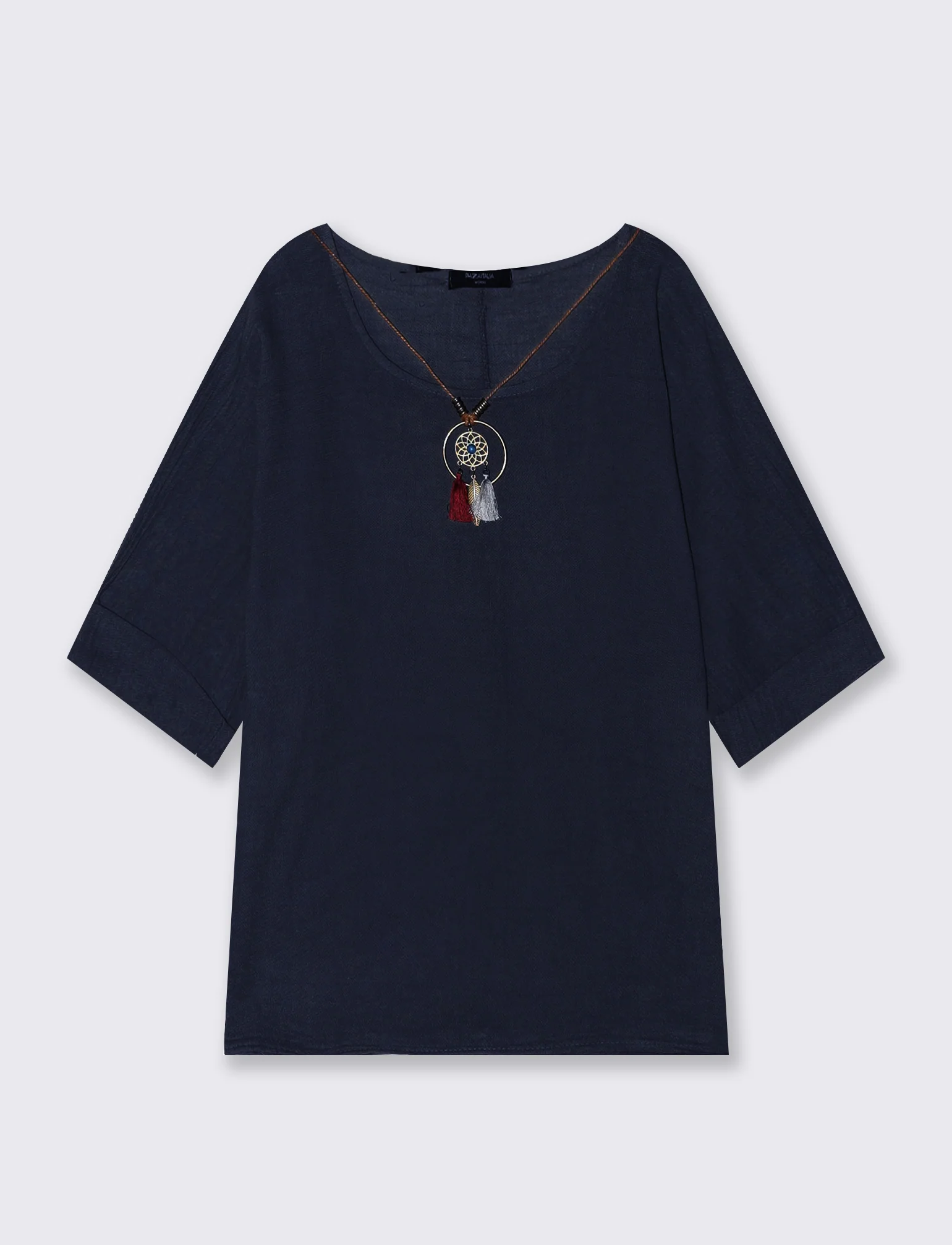 Casacca over con collana - Blu