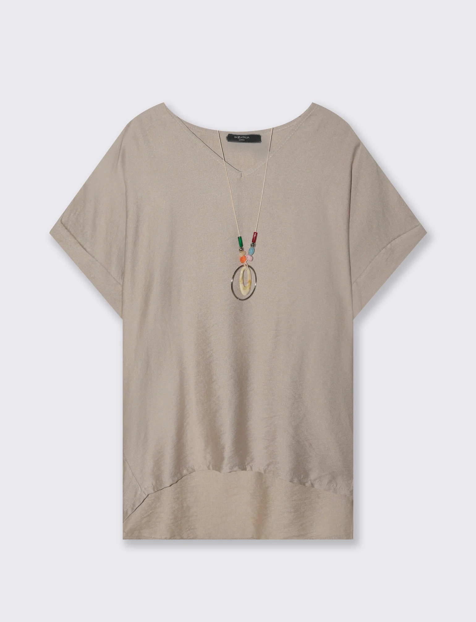 Casacca over con collana - Grigio fango - Image 3