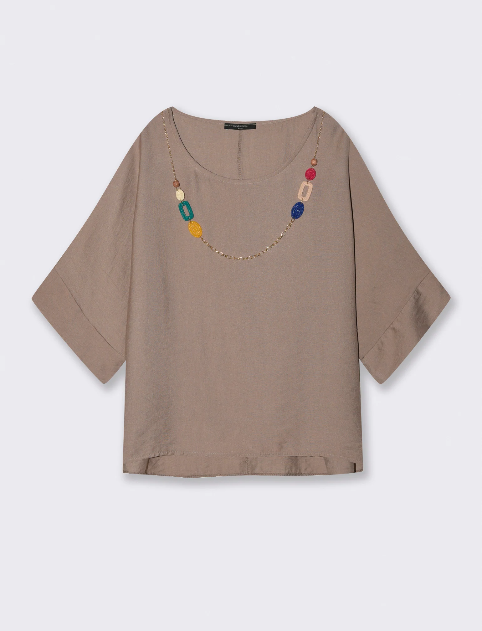 Casacca over con collana - Grigio fango - Image 3