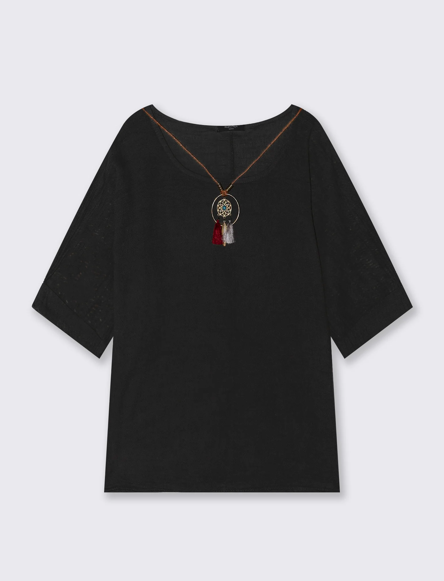 Casacca over con collana - Nero