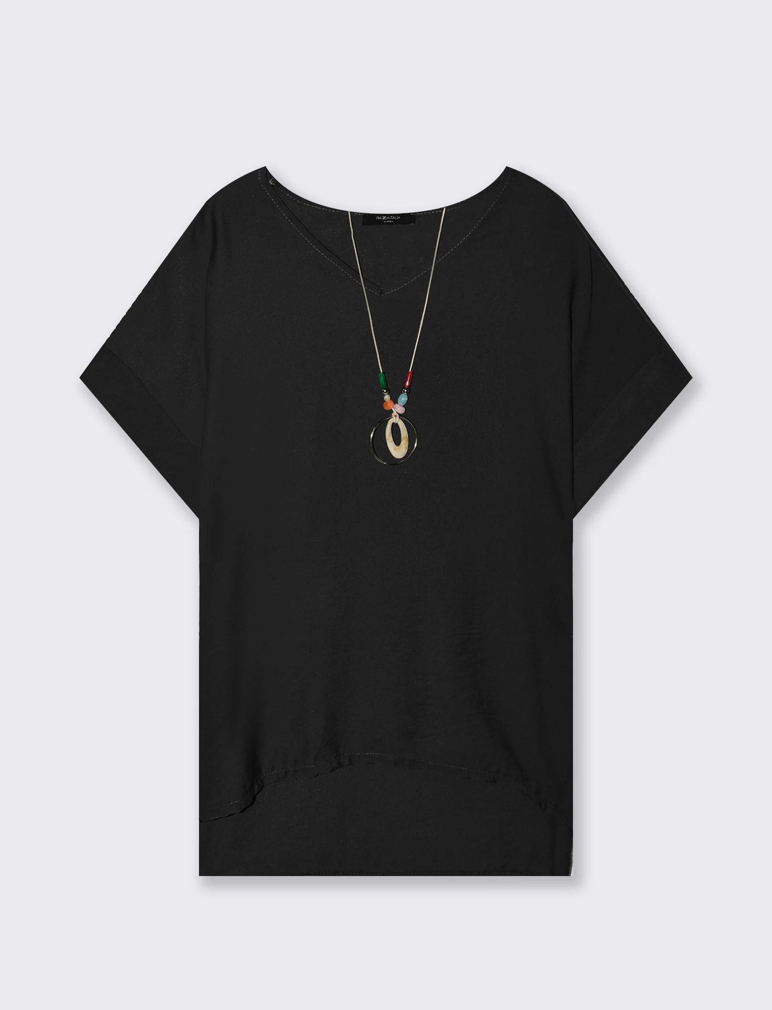 Casacca over con collana - Nero - Image 3