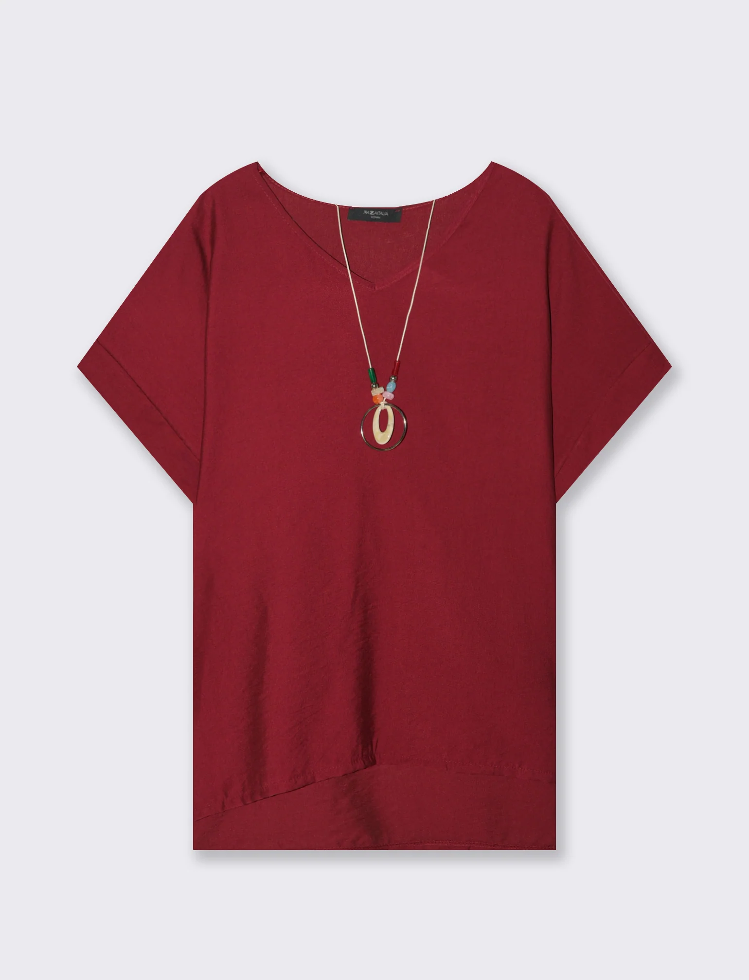 Casacca over con collana - Rosso india - Image 3