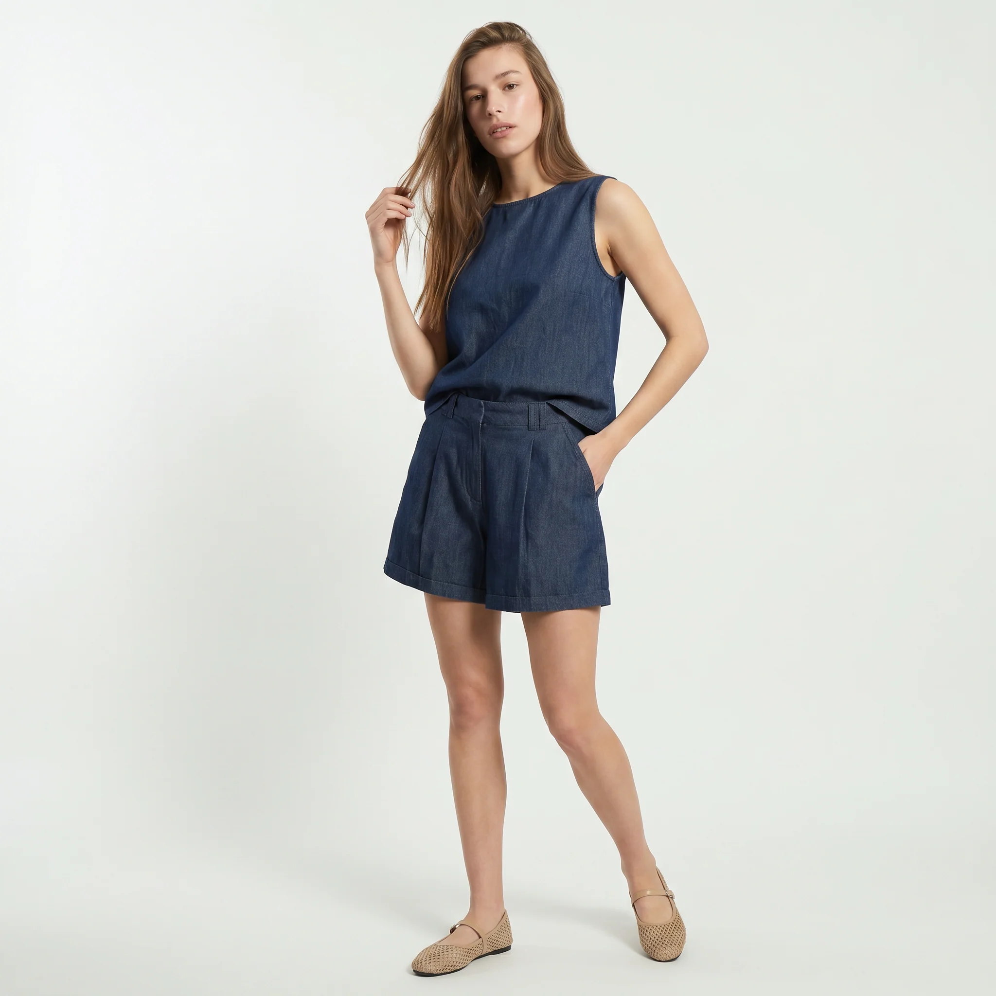 Casacca Smanicata con Chiusura Retro - DENIM SCURO - Image 4