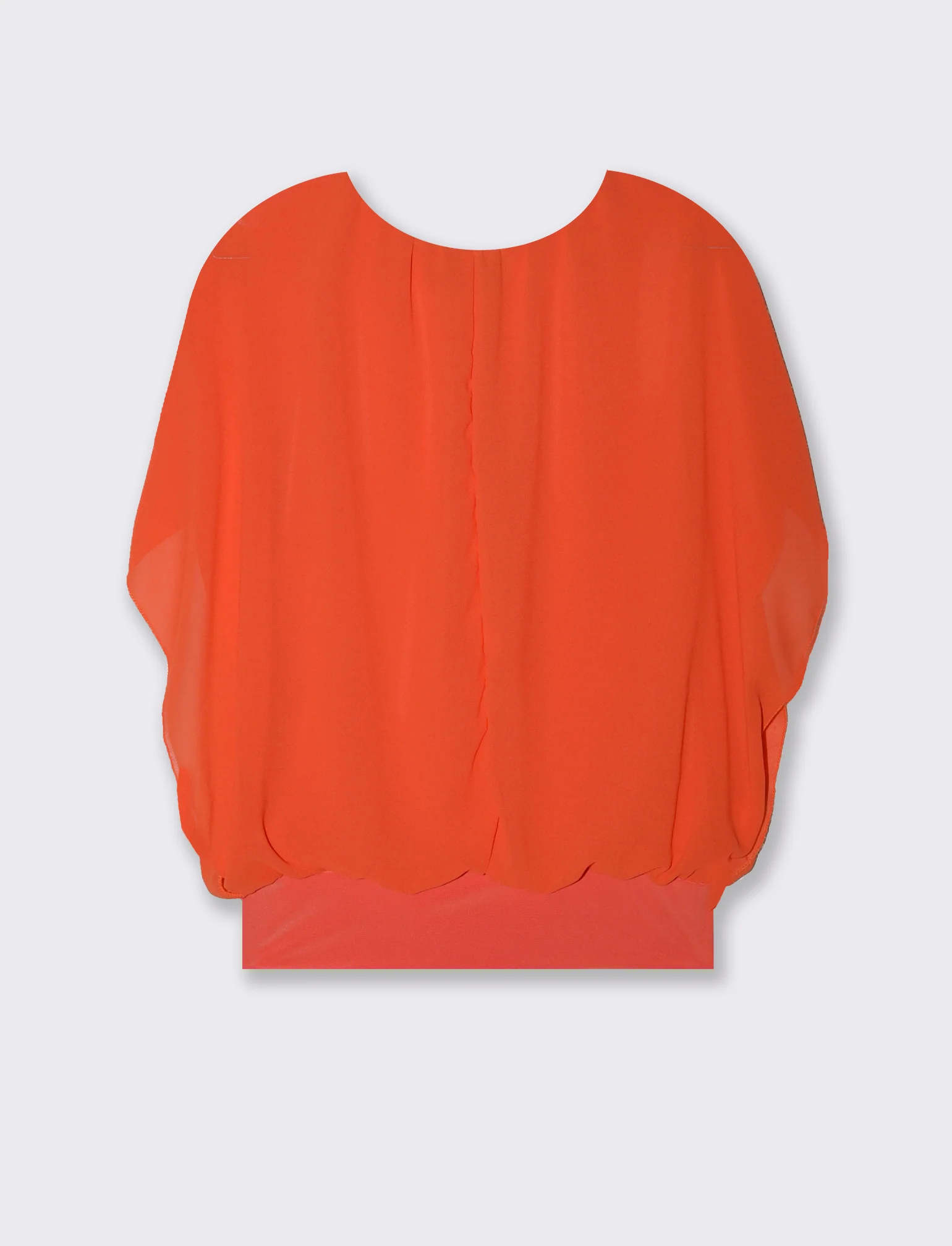 Casacca smanicata in tessuto leggero con collana - Arancio - Image 5