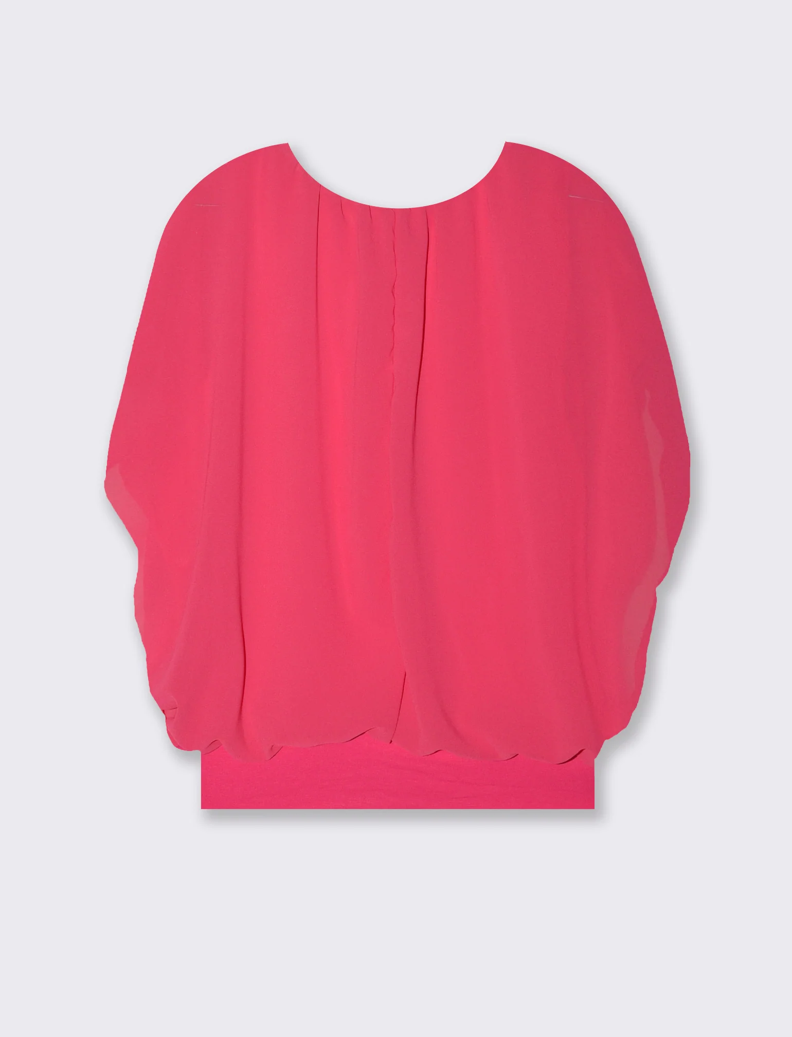 Casacca smanicata in tessuto leggero con collana - Fuxia - Image 4