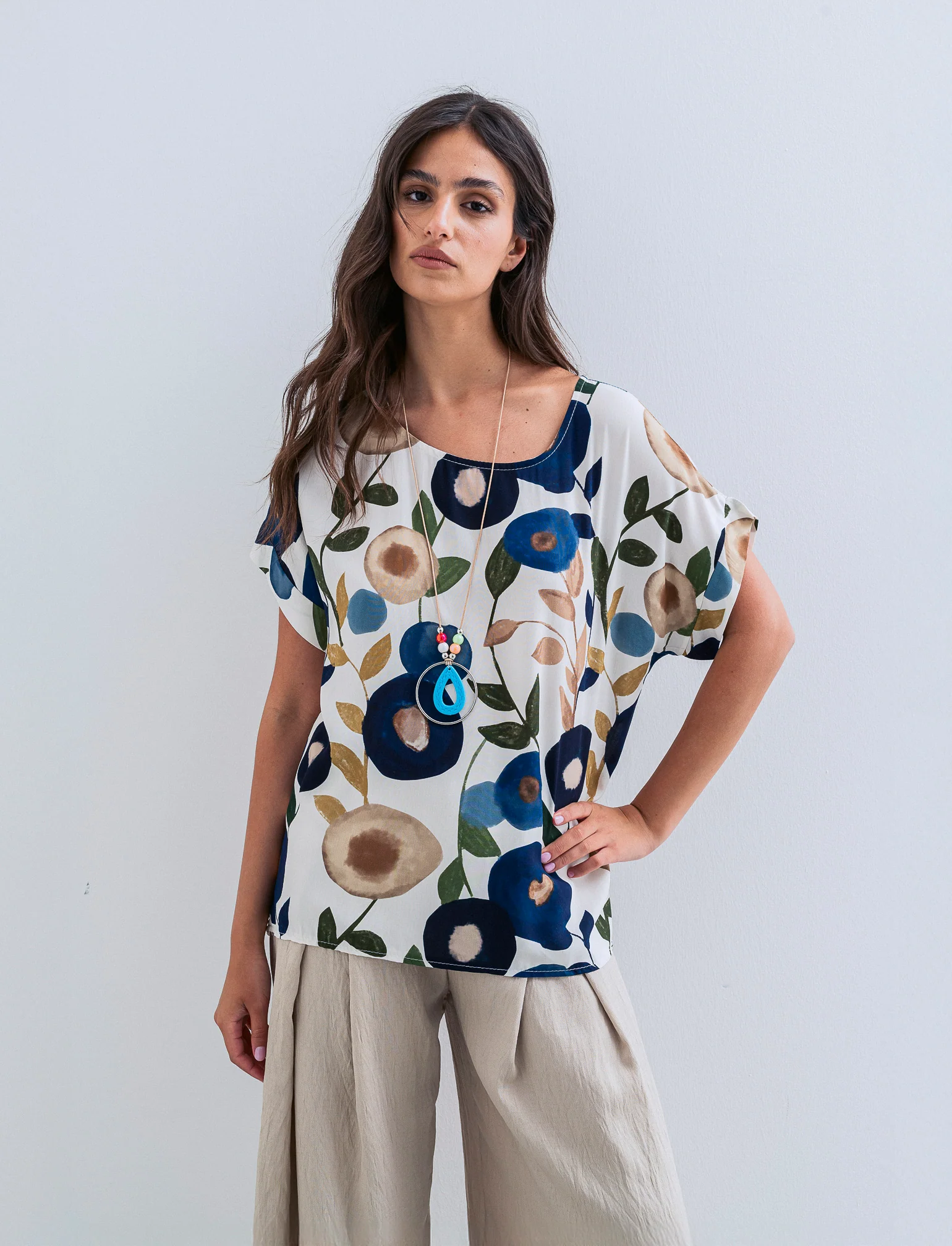 Casacca stampata con collana - Bianco - Image 2