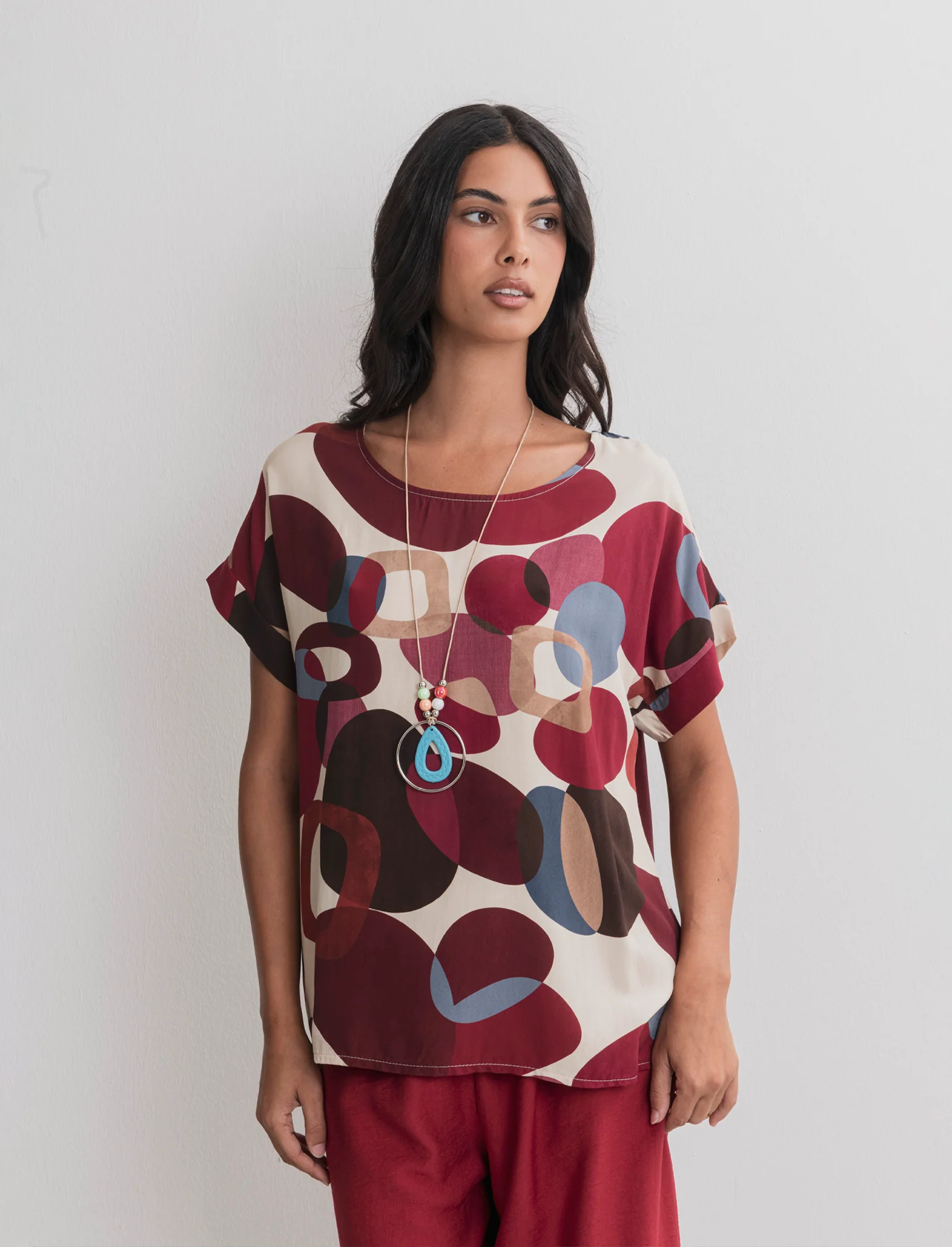 Casacca stampata con collana - Vinaccia - Image 4
