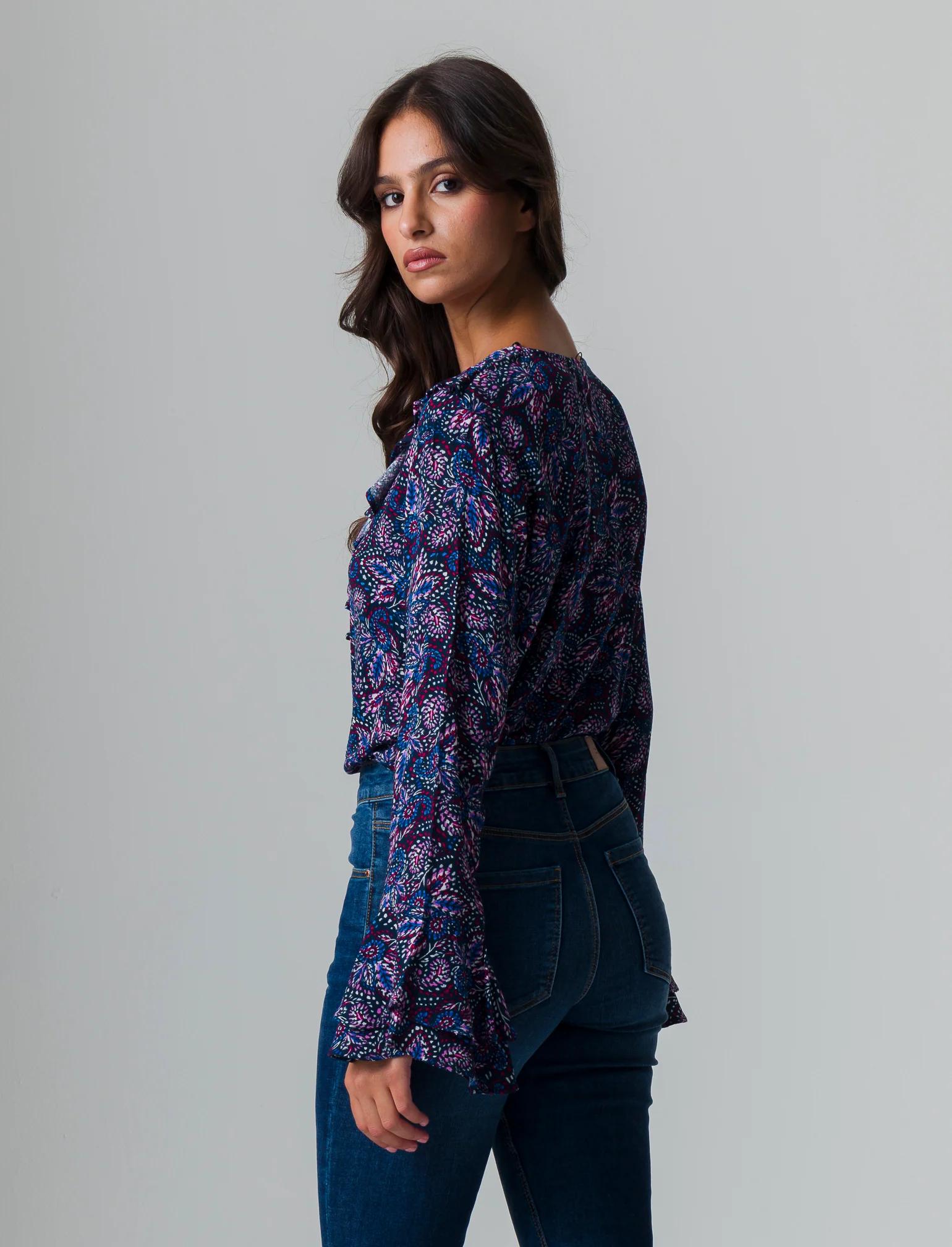 Casacca stampata con rouches da donna - var 1