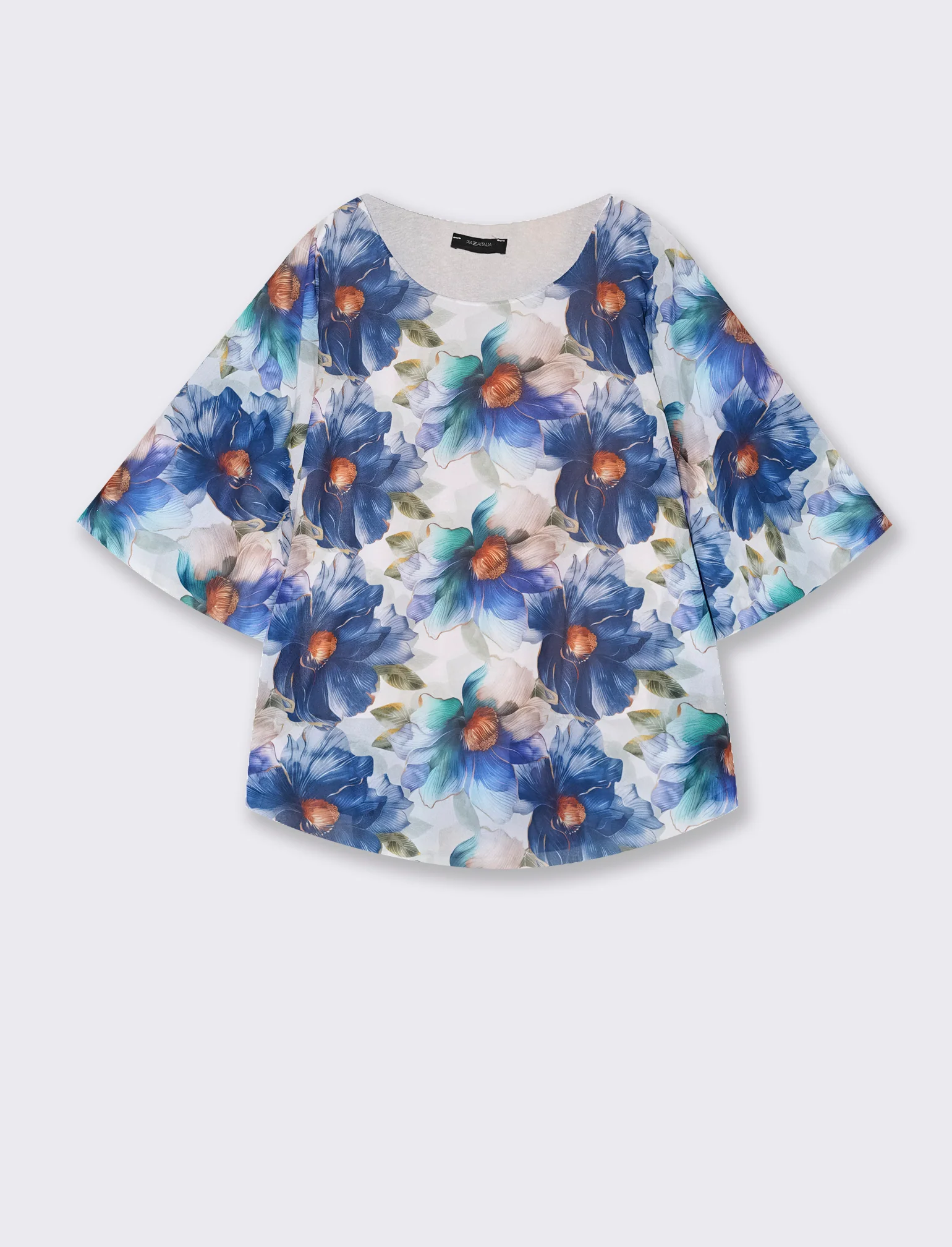 Casacca stampata over in tessuto leggero - Blu