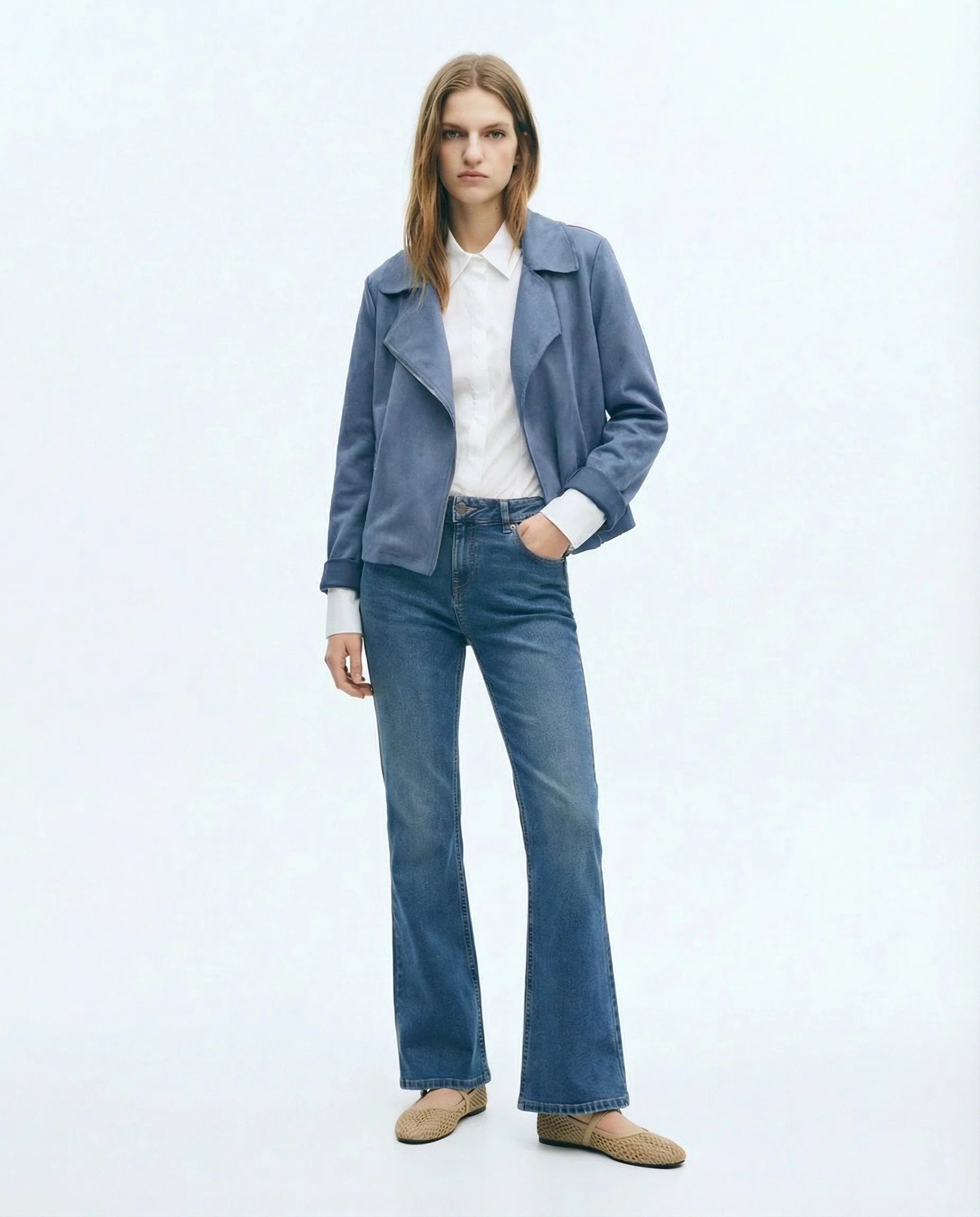 Chiodo in suede elegante - Denim - Image 3