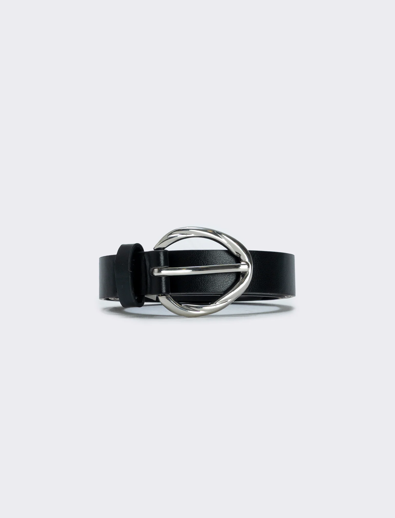 Cintura basic con fibbia intrecciata - Nero-argento