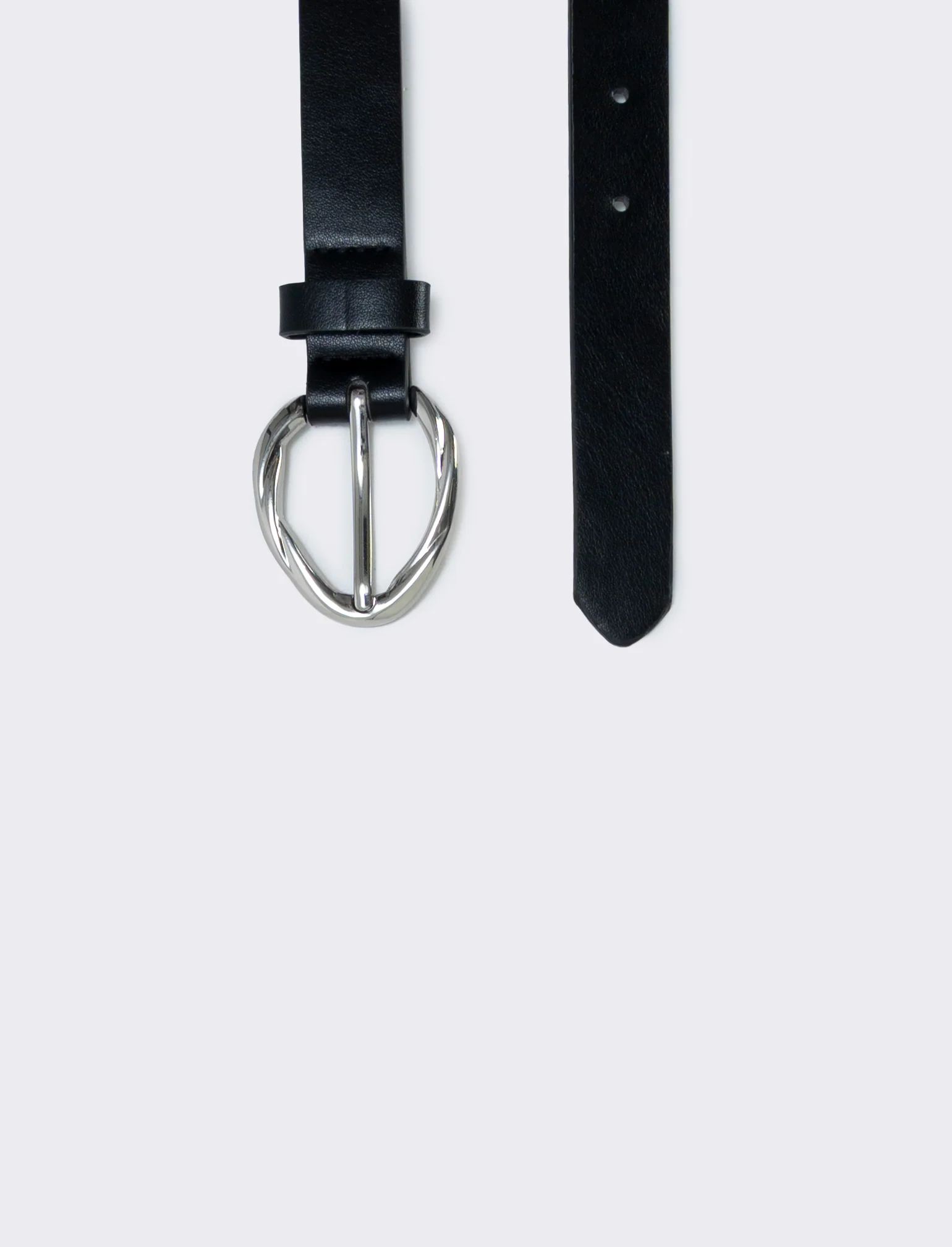 Cintura basic con fibbia intrecciata - Nero-argento - Image 2