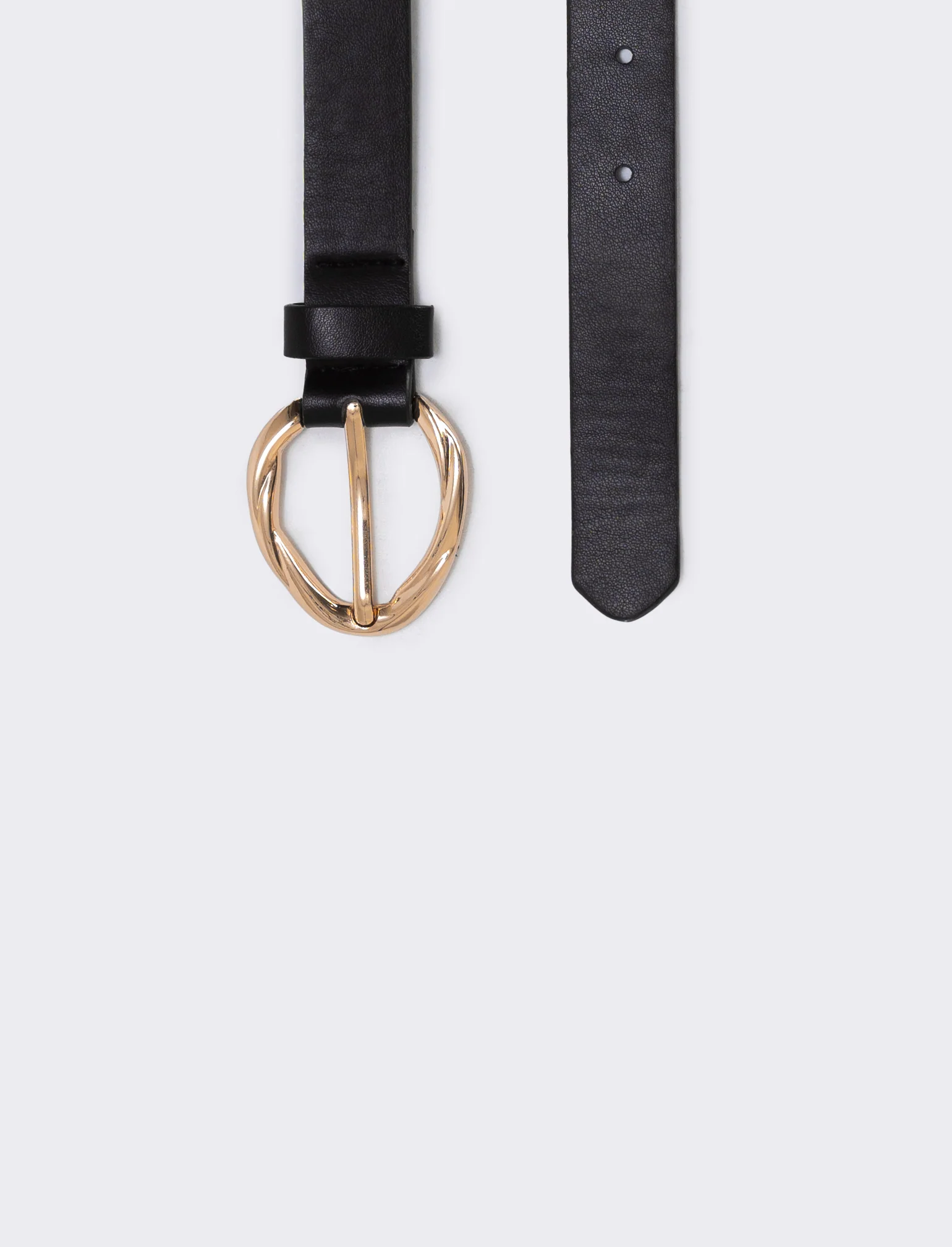 Cintura basic con fibbia intrecciata - Nero-oro - Image 2