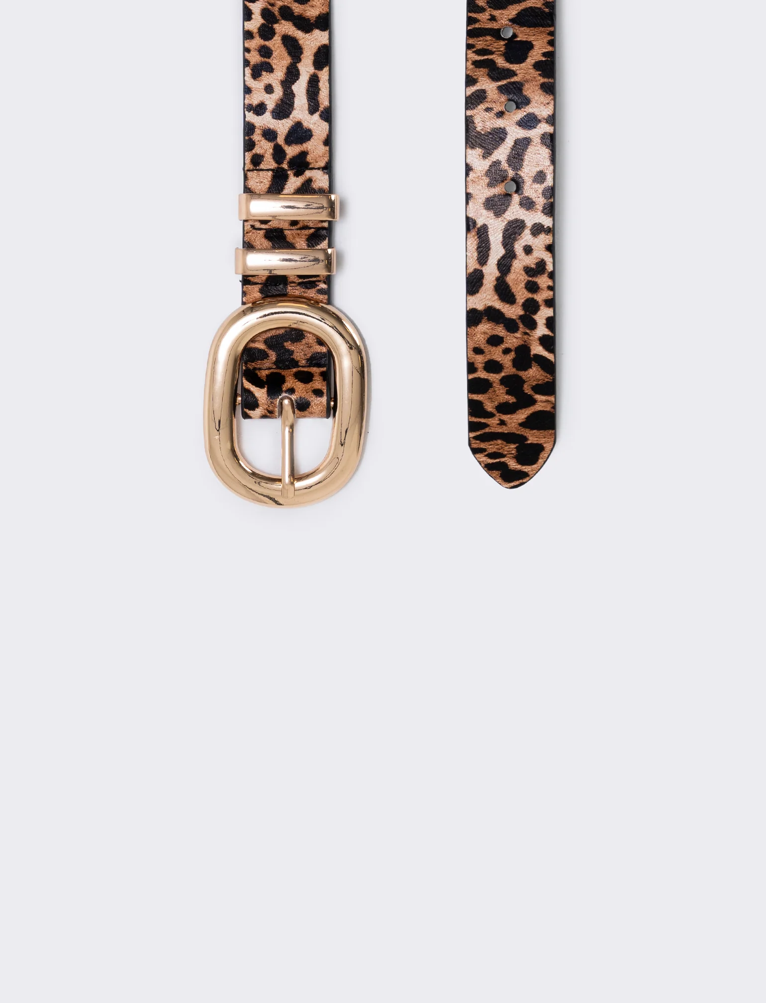 Cintura basic con passanti in metallo - Leopardato - Image 2