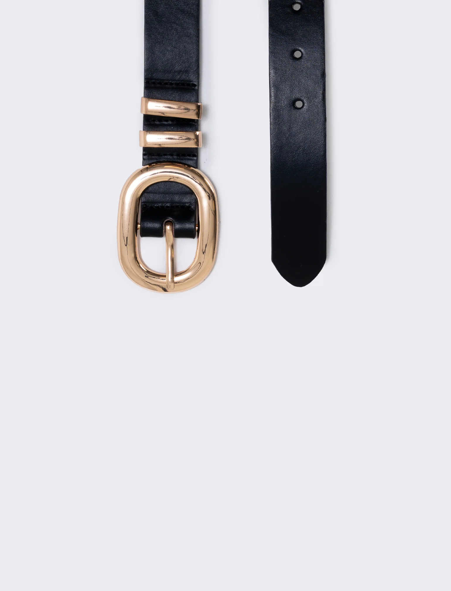 Cintura basic con passanti in metallo - Nero-oro - Image 2