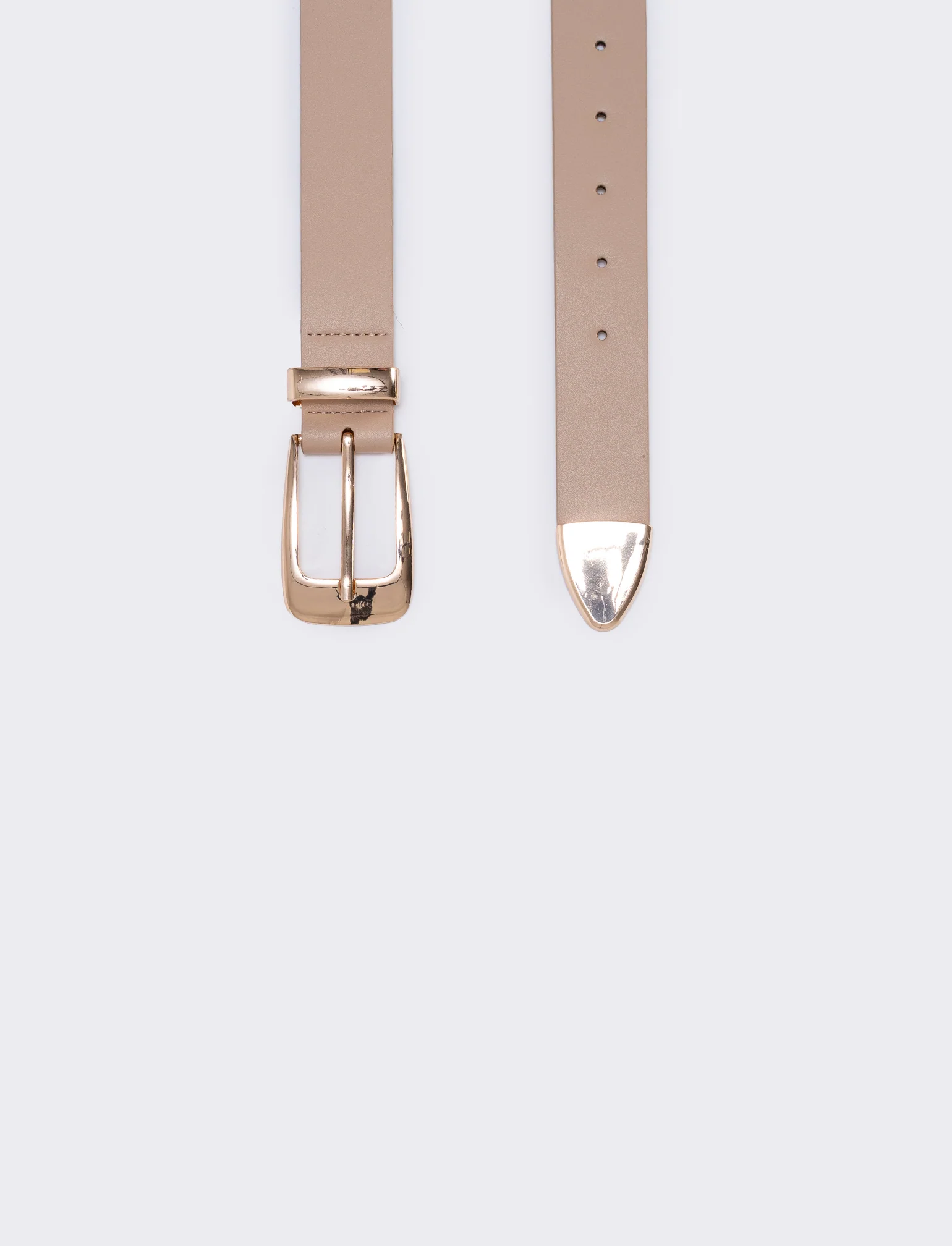 Cintura con passante e puntale metallo - Beige - Image 2