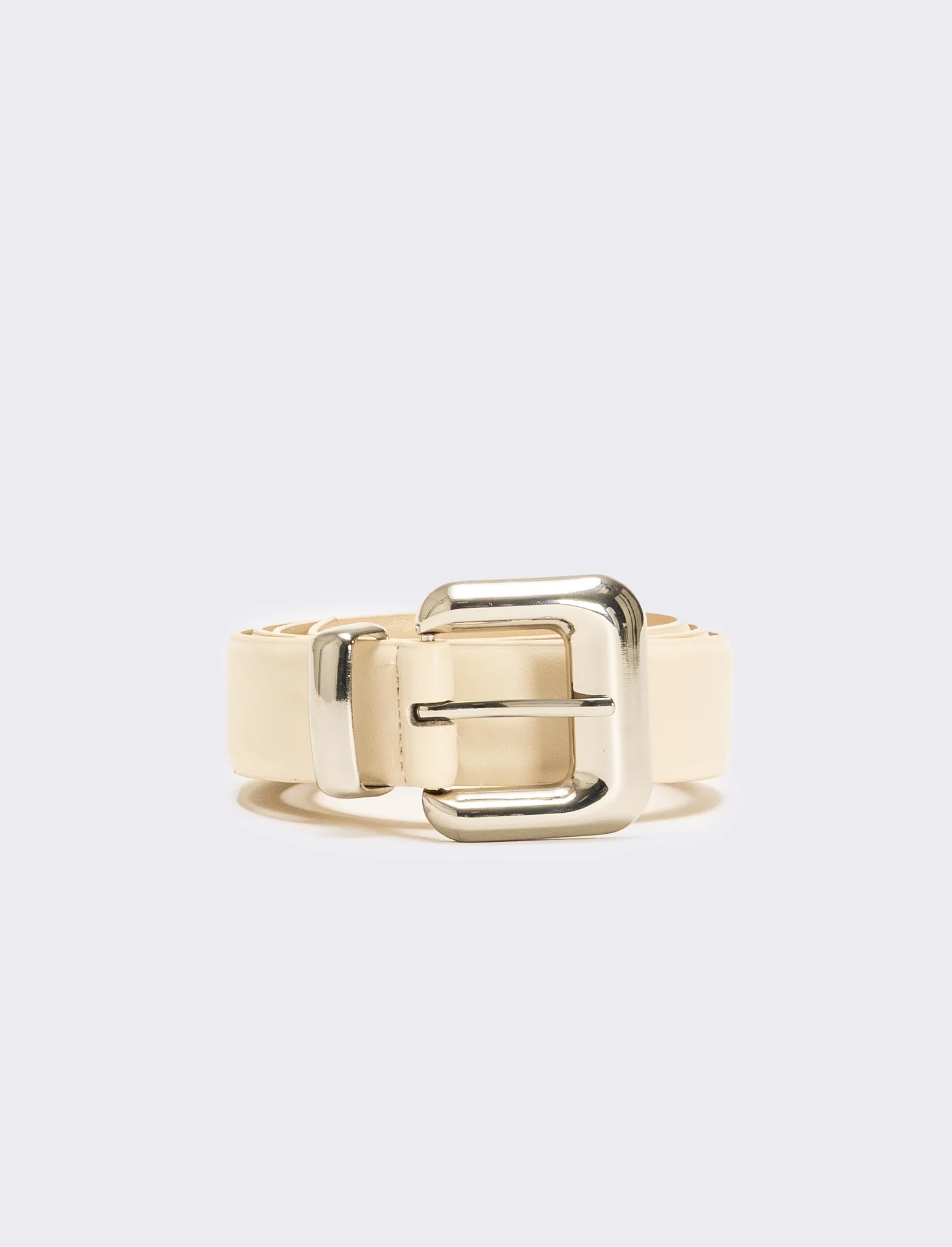 Cintura donna basic con passante in metallo - Beige