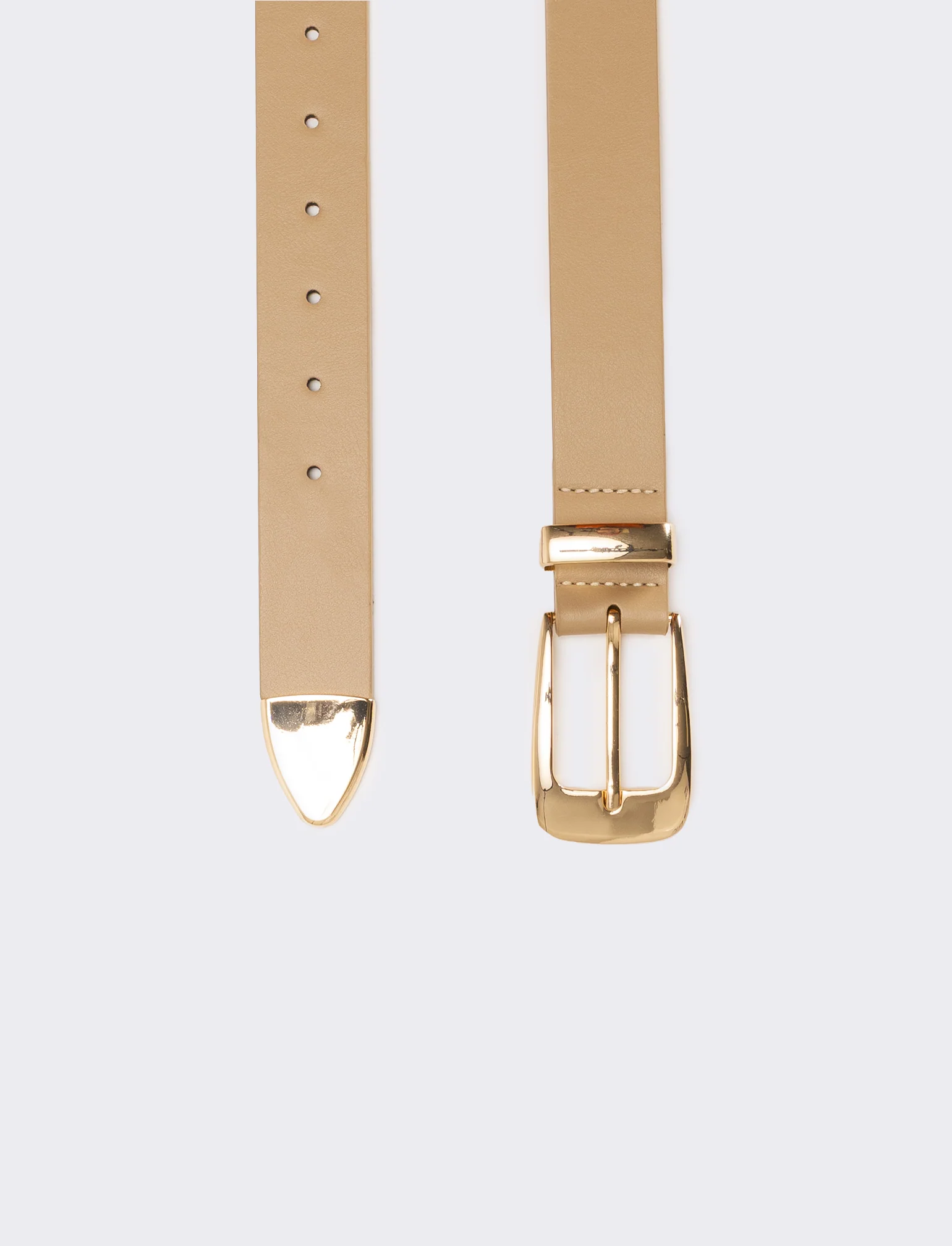 Cintura donna con passante e puntale in metallo - Beige - Image 2