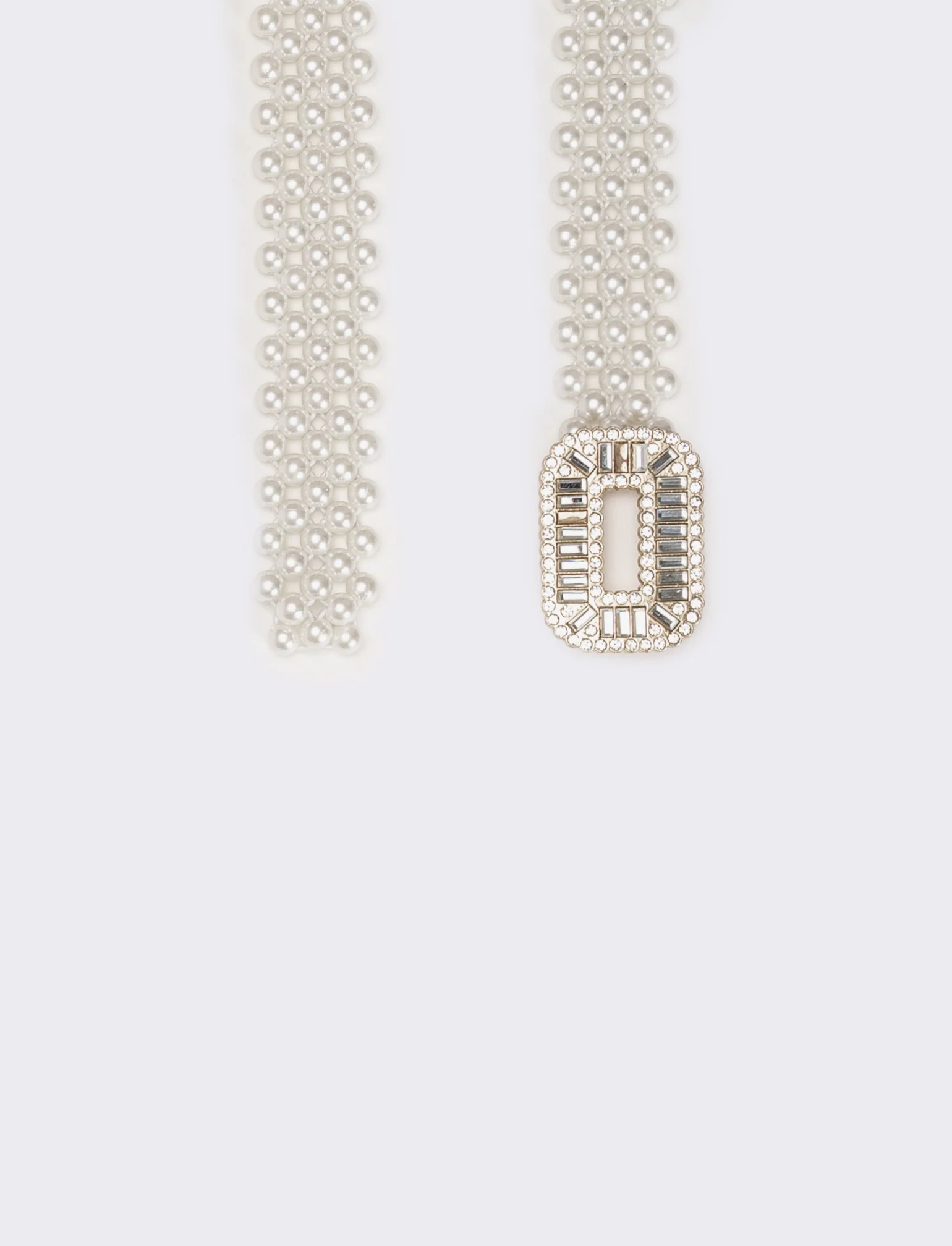 Cintura donna con perle e fibbia strass - Argento - Image 2