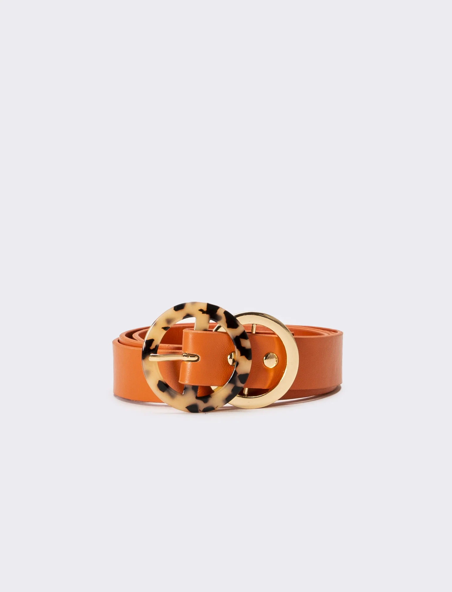 Cintura donna doppia fibbia cerchi - Arancio