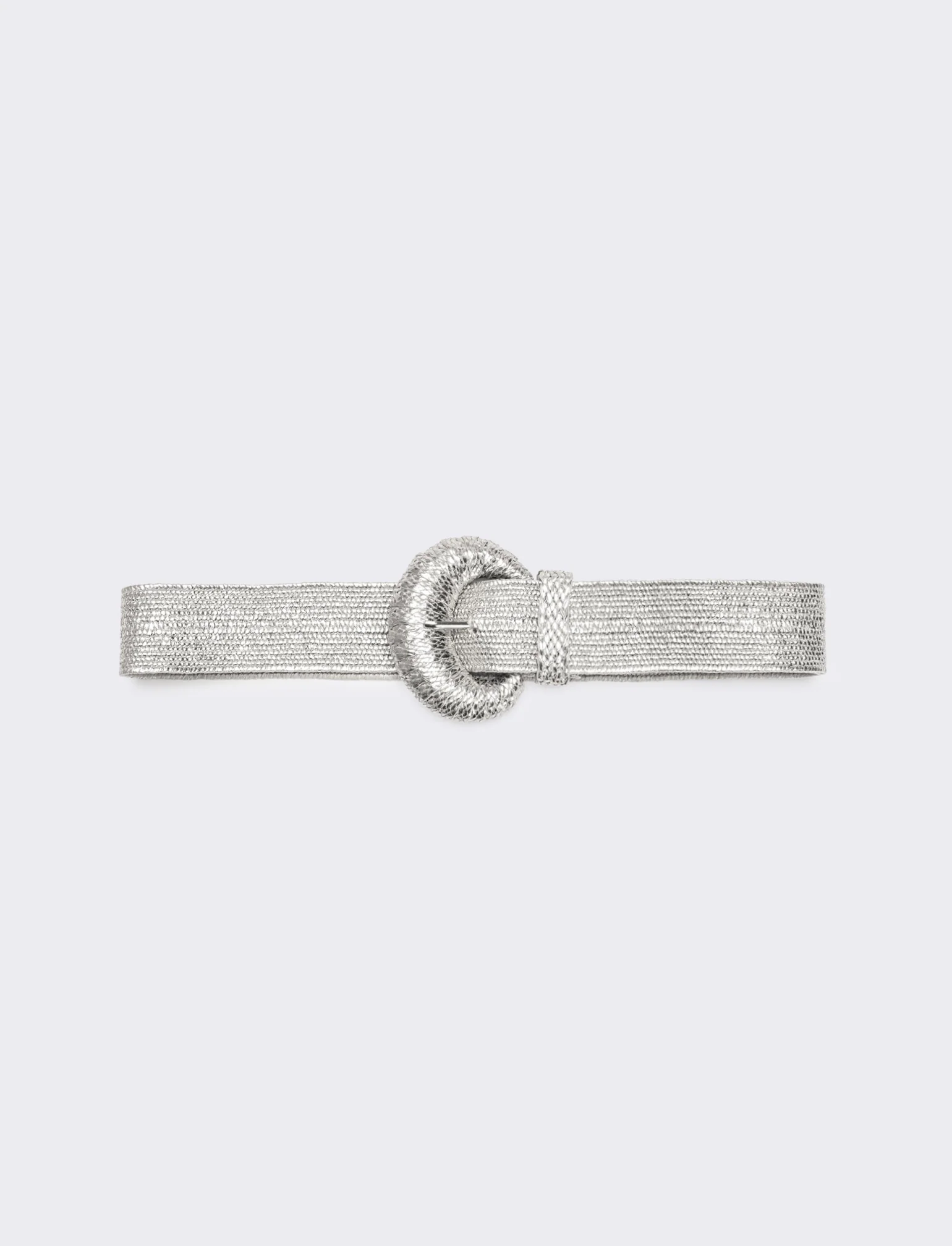 Cintura donna elastica con fibbia rivestita - Argento