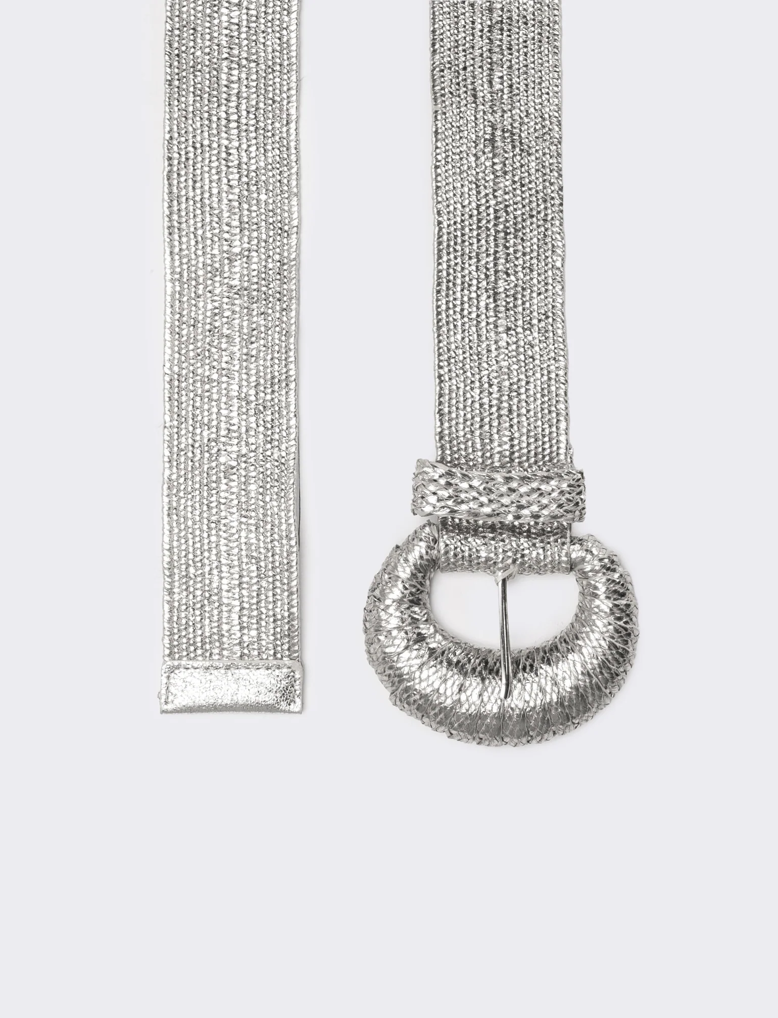 Cintura donna elastica con fibbia rivestita - Argento - Image 2
