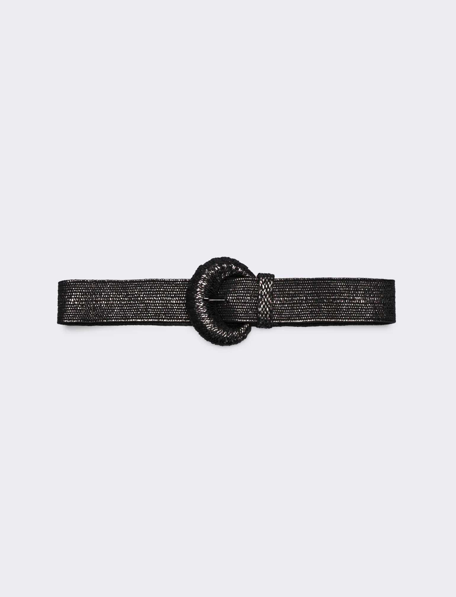 Cintura donna elastica con fibbia rivestita - Nero