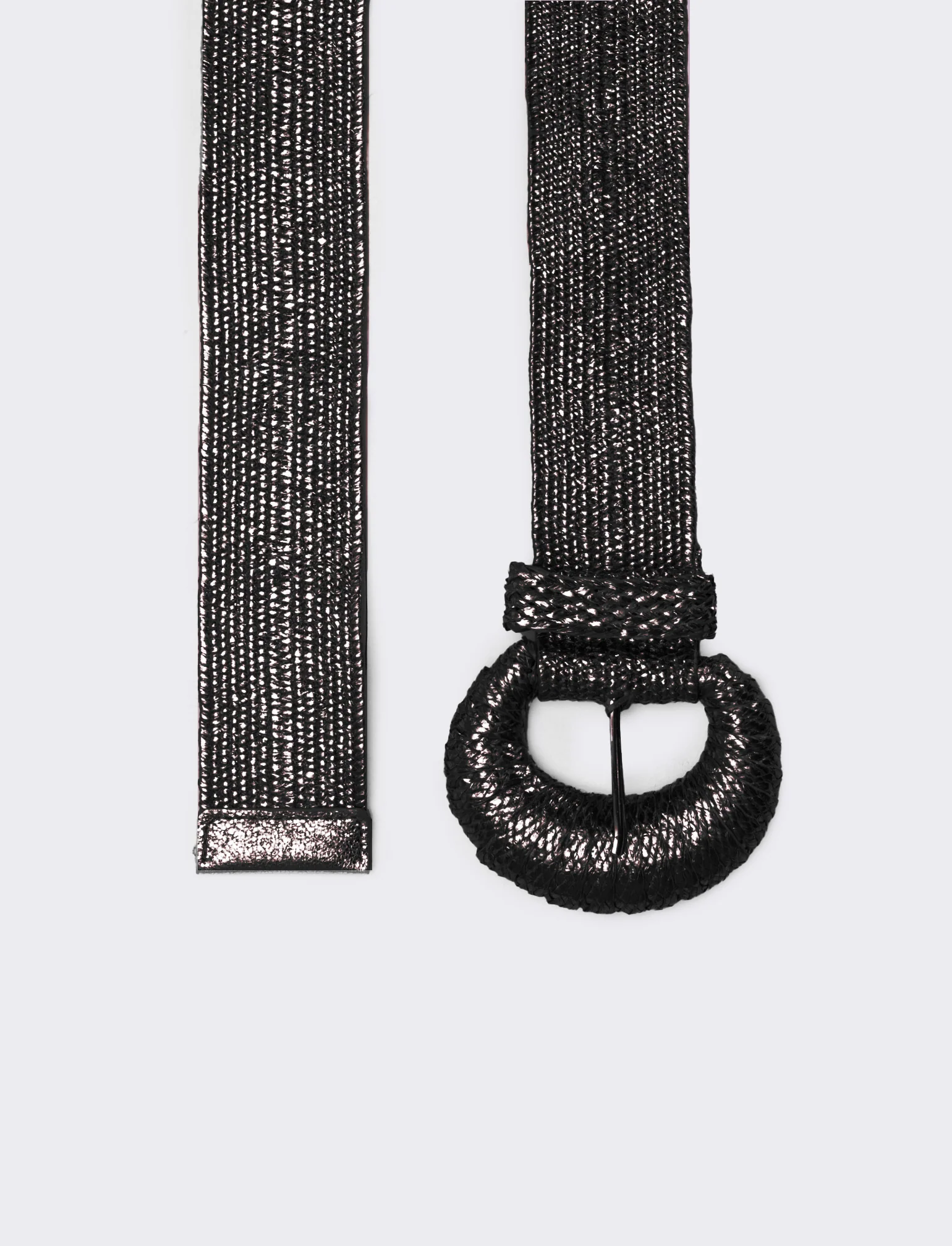 Cintura donna elastica con fibbia rivestita - Nero - Image 2
