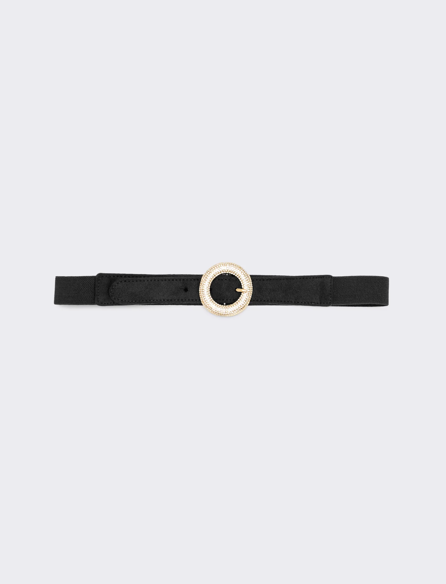 Cintura donna elastica con fibbia strass - Nero