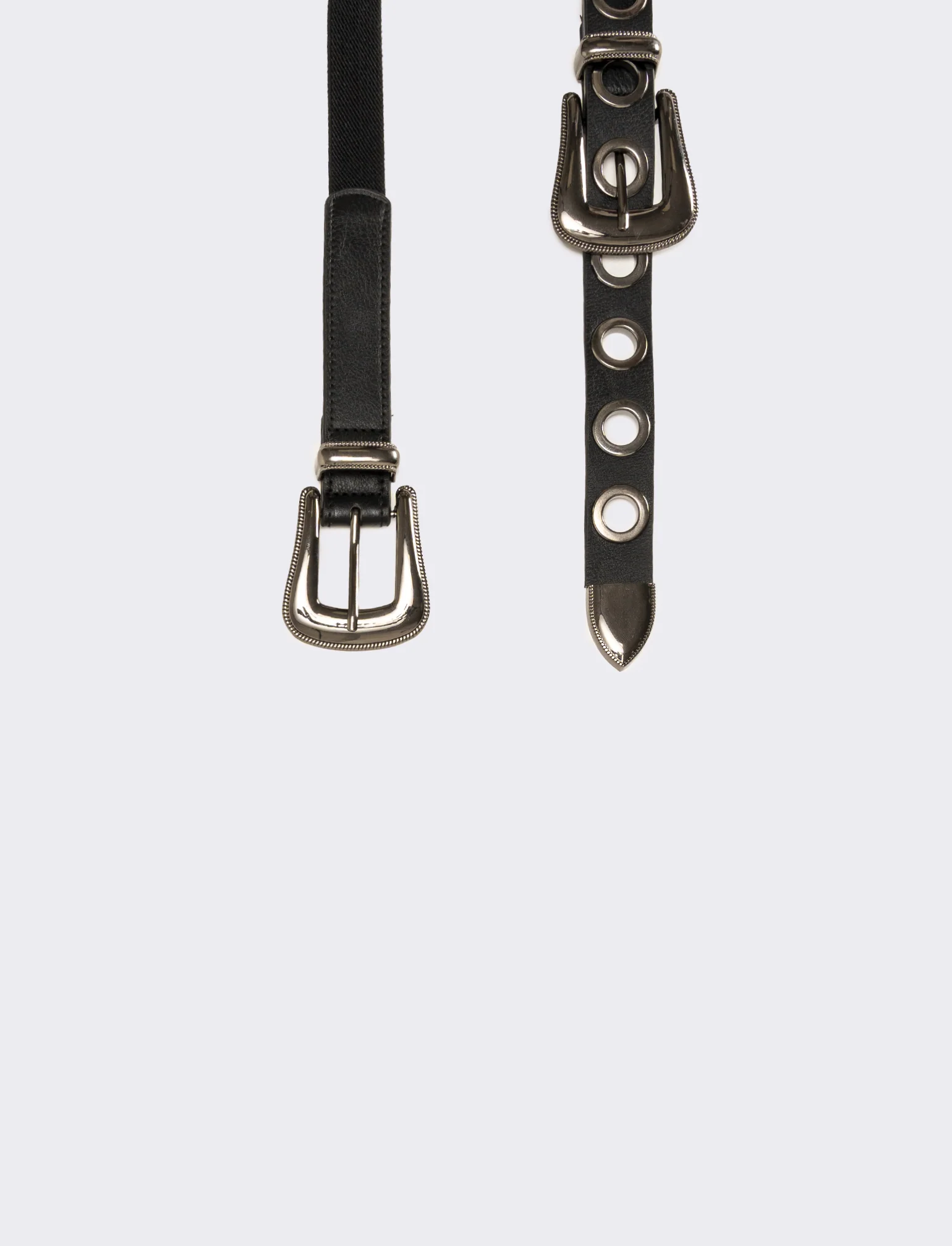 Cintura donna elastica doppia fibbia e occhielli metallo - Nero - Image 2