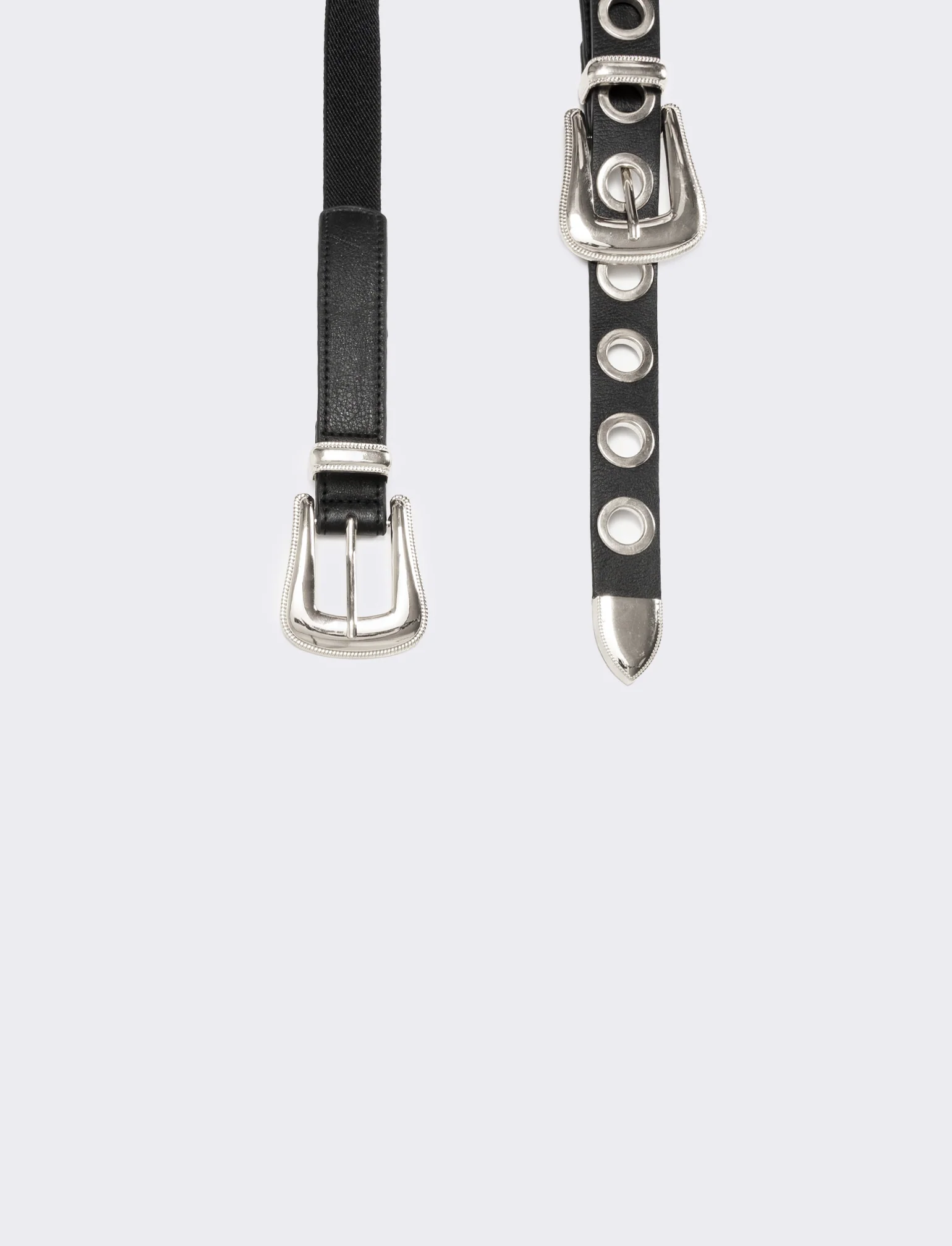 Cintura donna elastica doppia fibbia e occhielli metallo - Nero-argento - Image 2