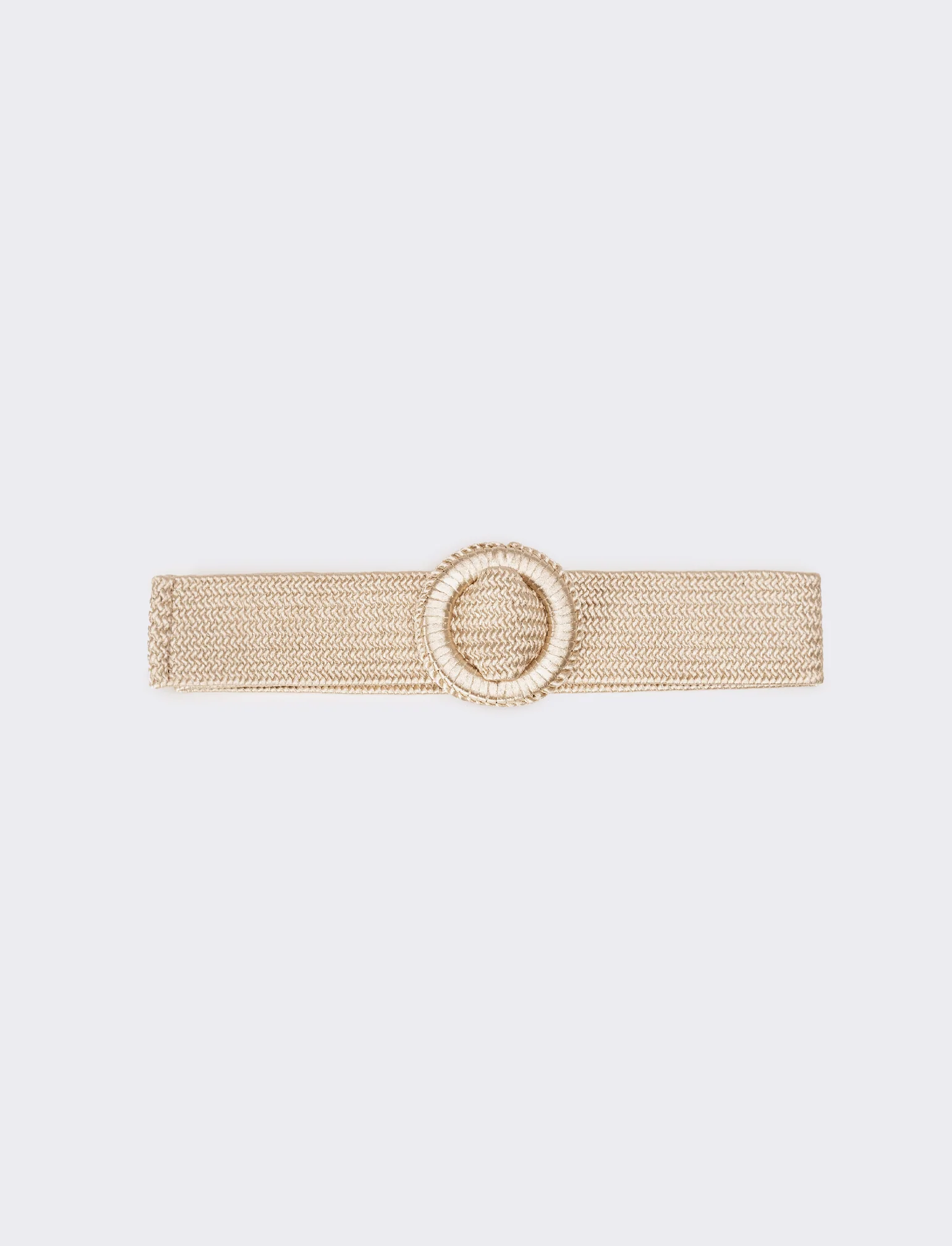 Cintura donna elastica intrecciata lucida - Beige