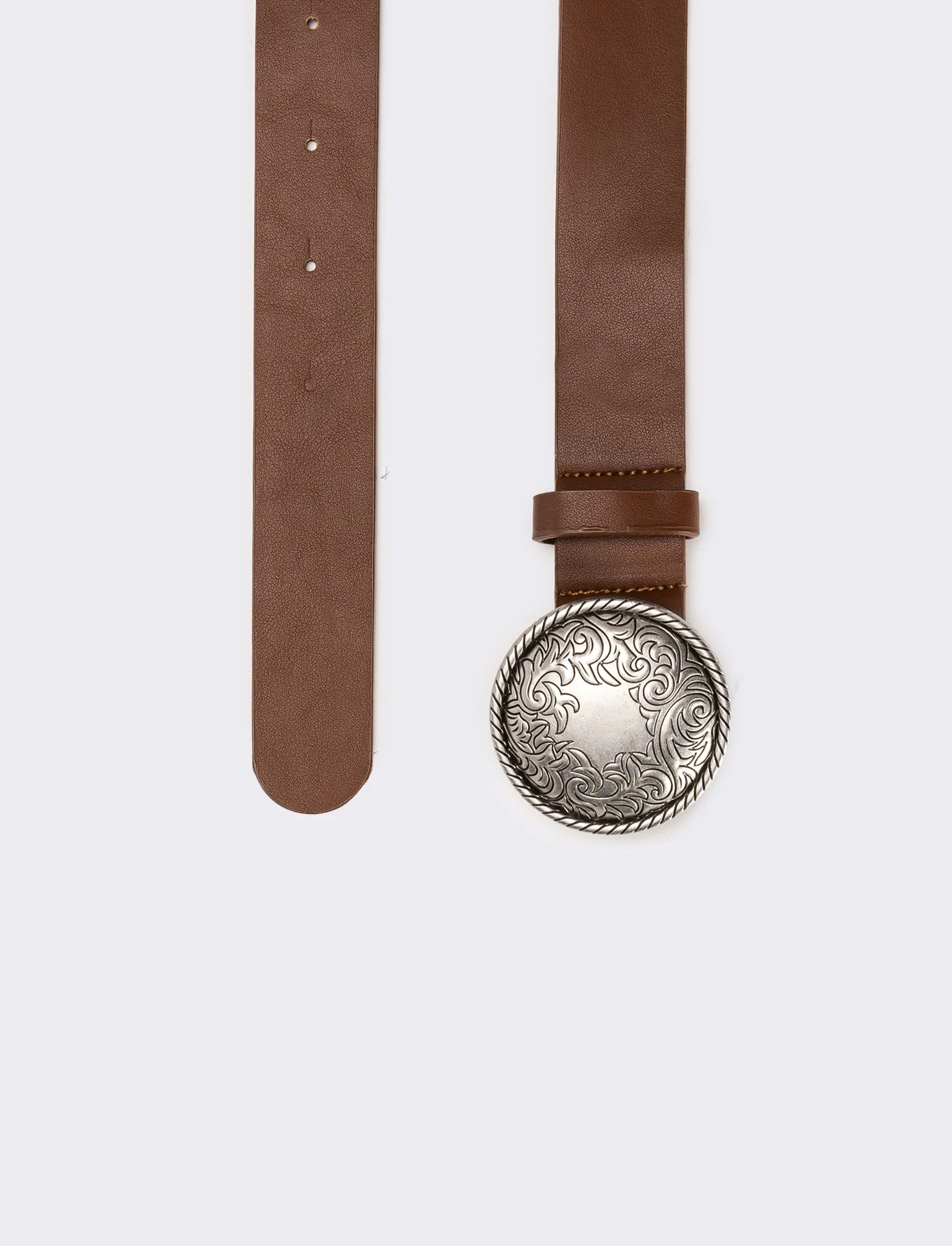 Cintura donna fibbia tonda country - Marrone - Image 2