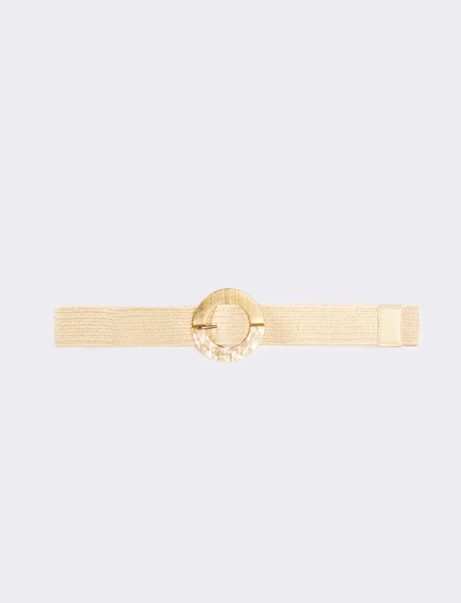 Cintura donna in paglia fibbia tonda - Beige