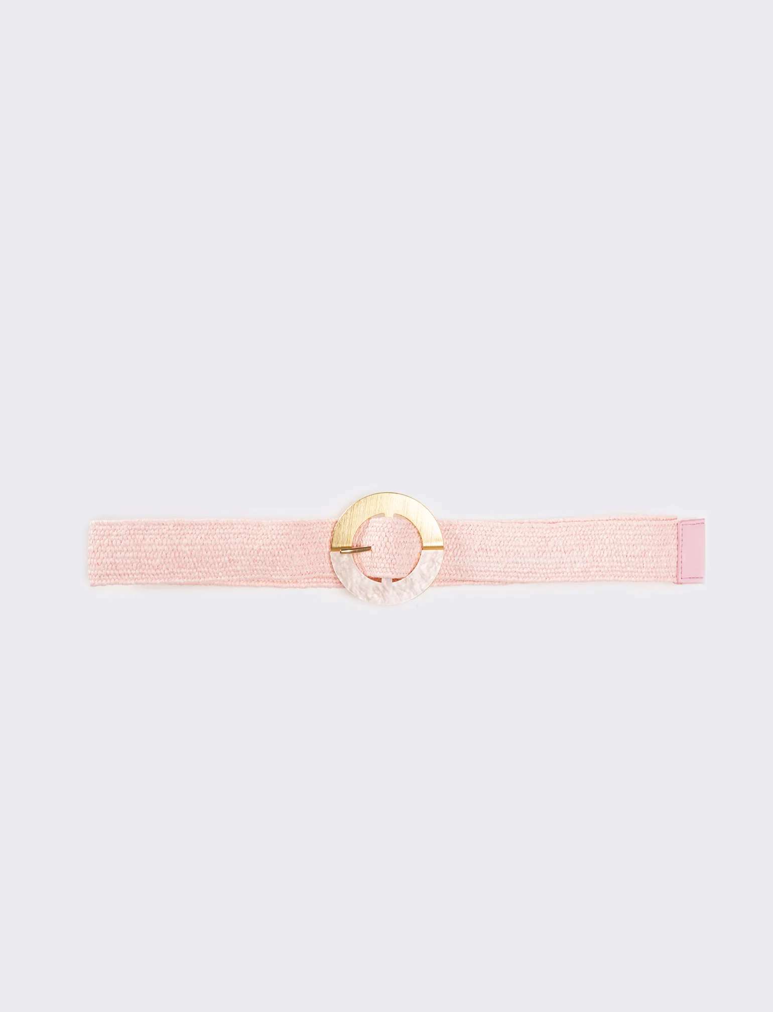 Cintura donna in paglia fibbia tonda - Rosa