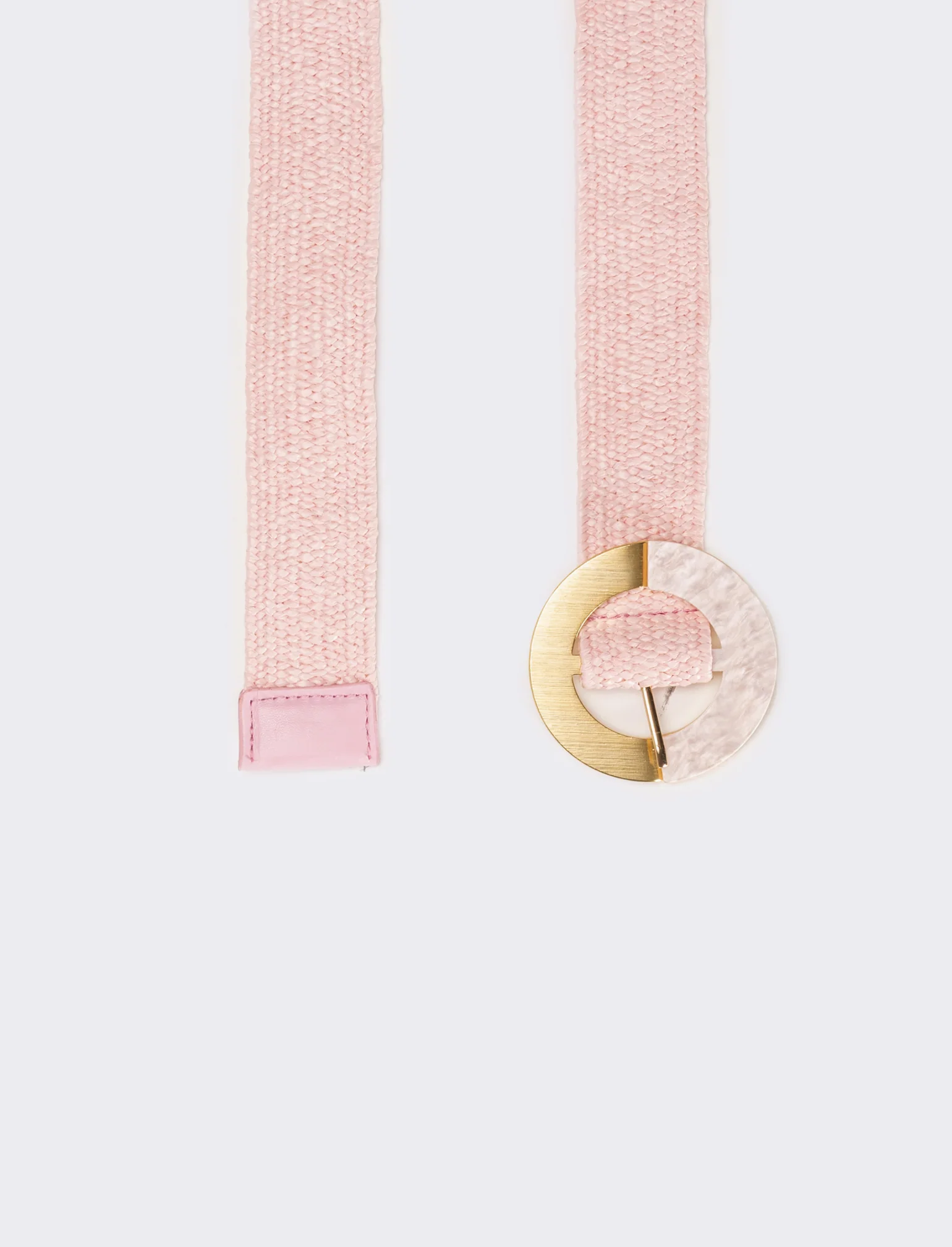 Cintura donna in paglia fibbia tonda - Rosa - Image 2