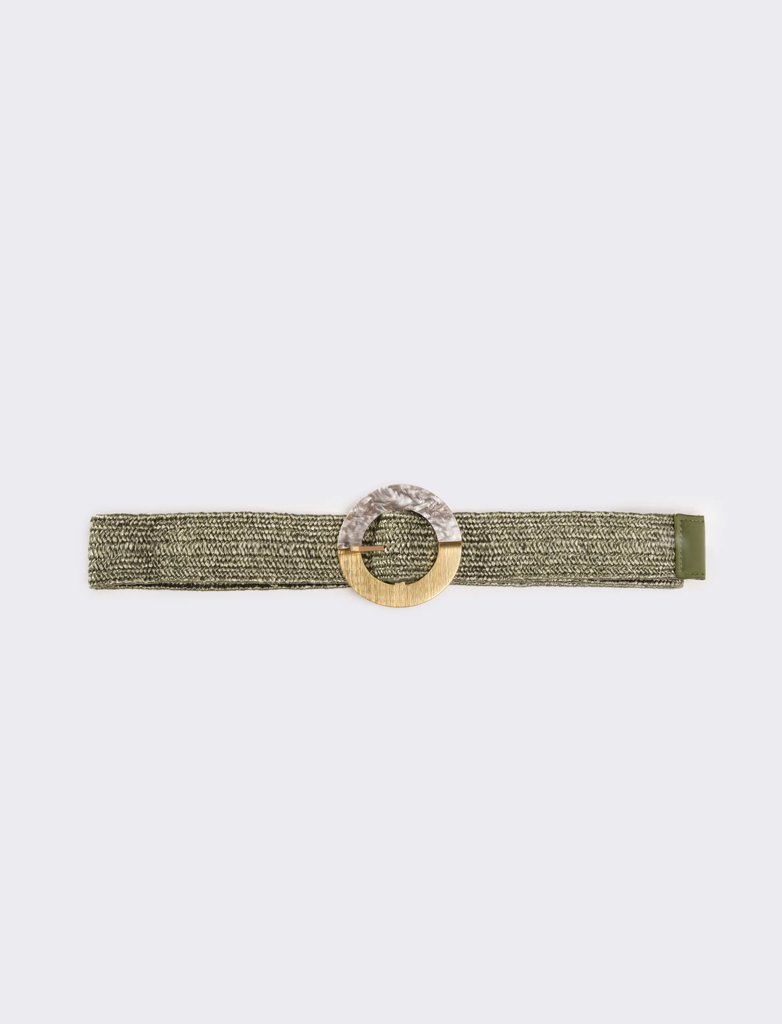 Cintura donna in paglia fibbia tonda - Verde
