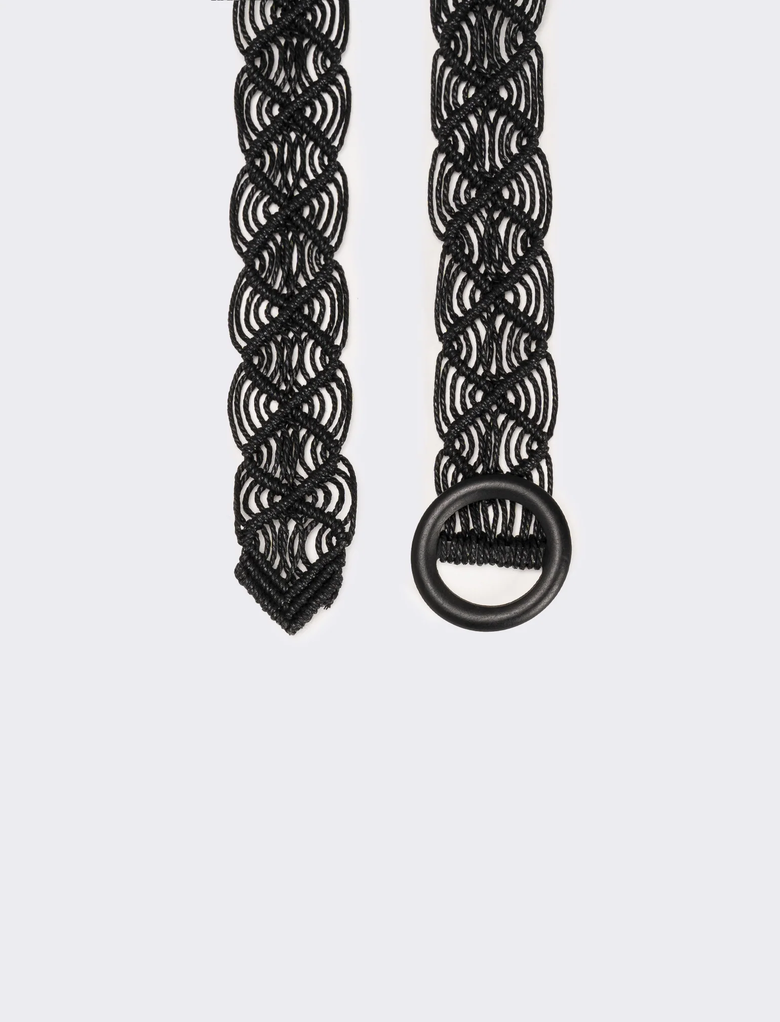 Cintura donna intrecciata filo e fibbia in legno - Nero - Image 2
